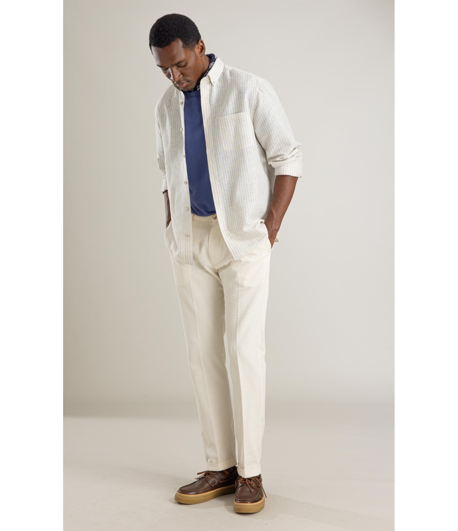 Camisa Linho Blend Maiao Azul Bic