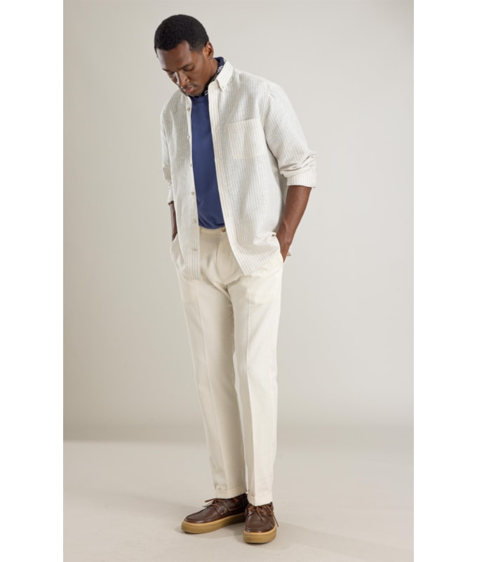 Camisa Linho Blend Maiao Ml Azul Bic
