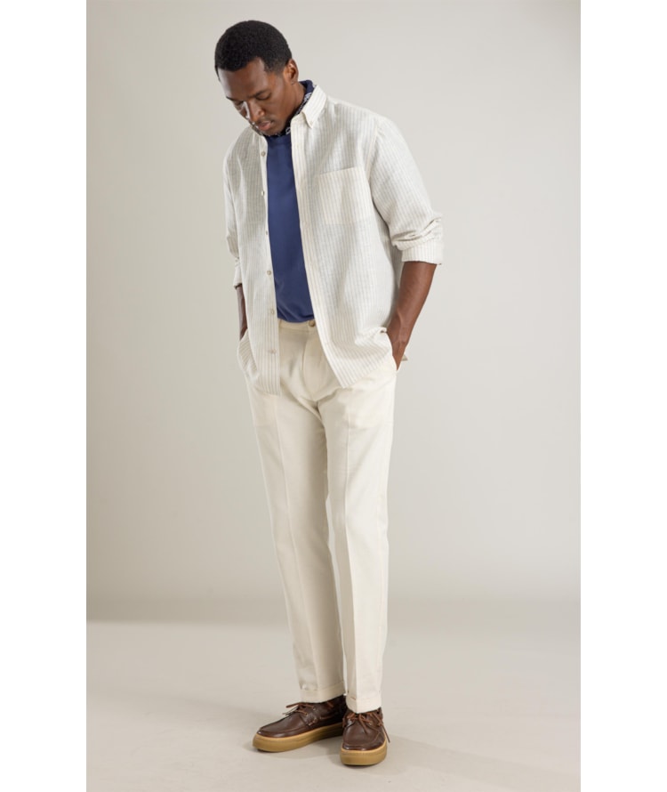 Camisa Linho Blend Maiao Ml Azul Bic