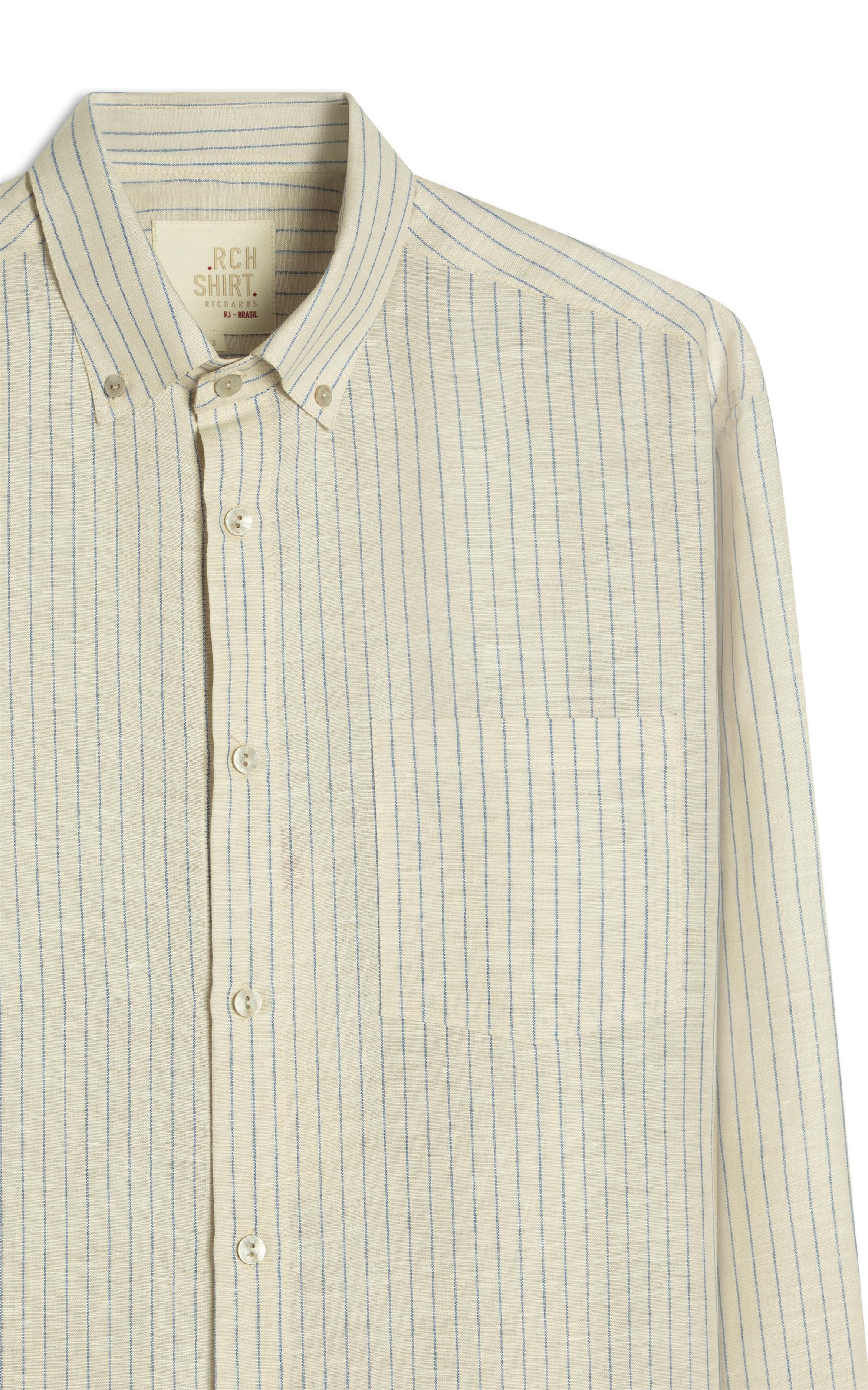 Camisa Linho Blend Maiao Ml Azul Bic