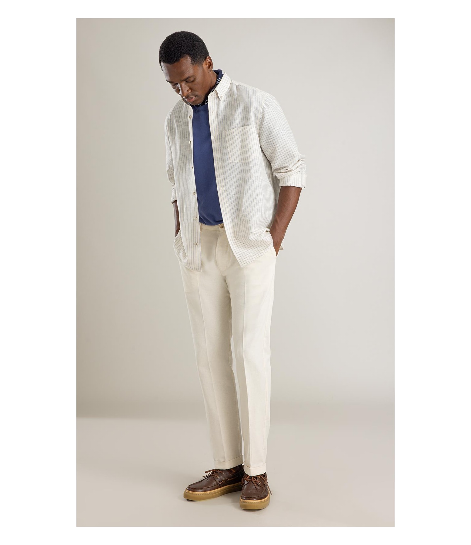 Camisa Linho Blend Maiao Ml Azul Bic