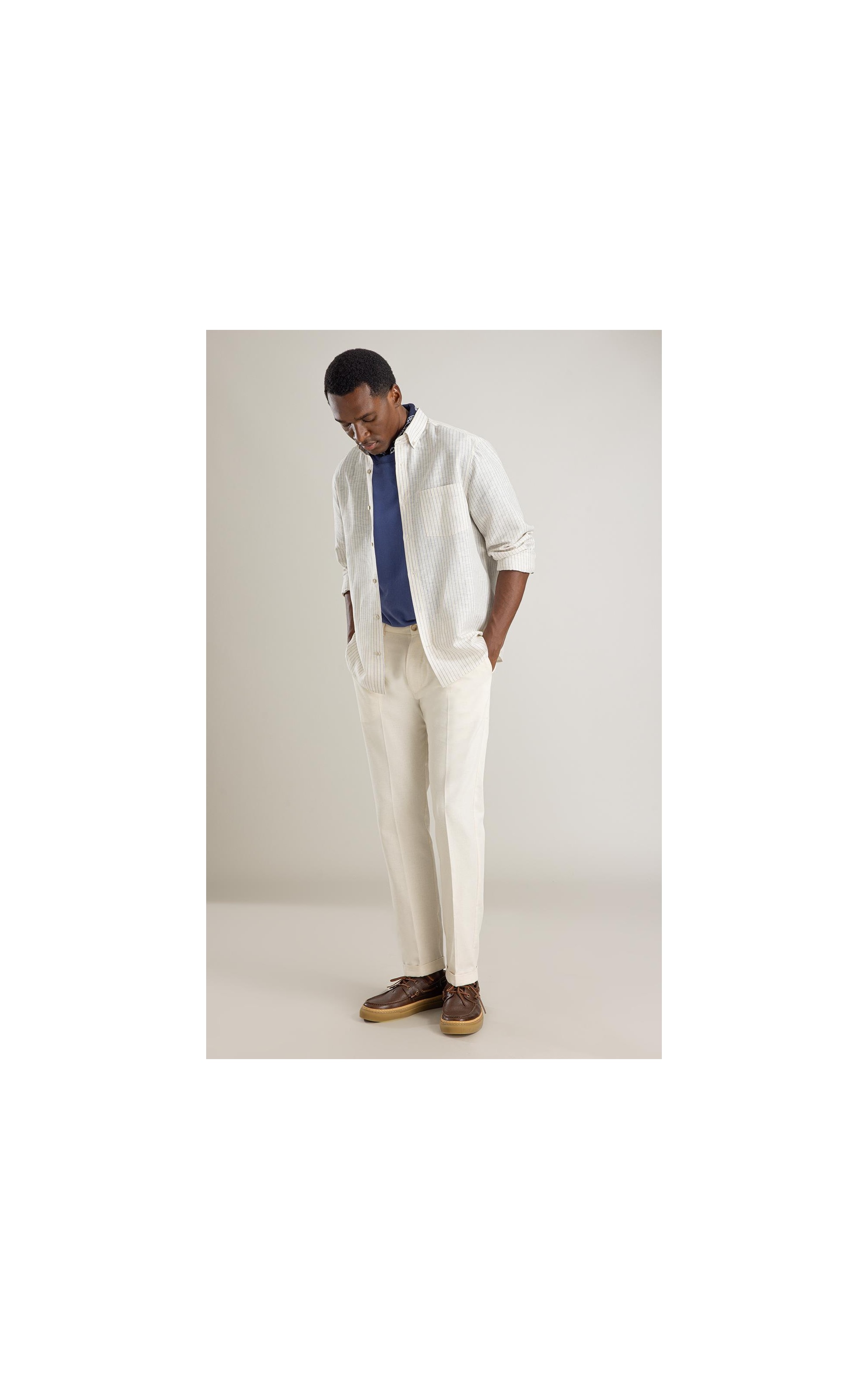 Camisa Linho Blend Maiao Ml Azul Bic