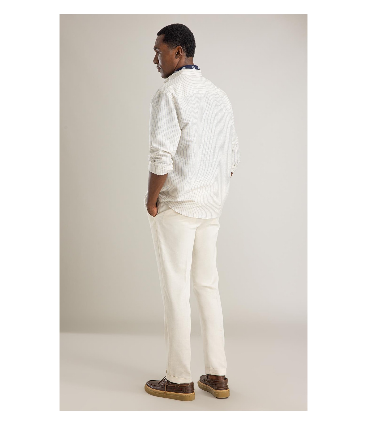 Camisa Linho Blend Maiao Ml Azul Bic