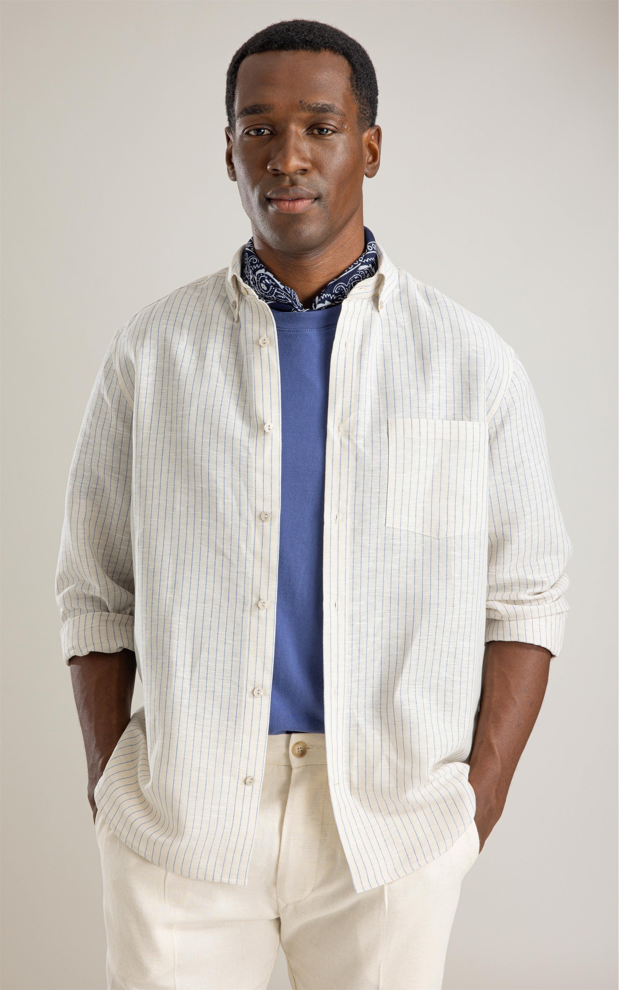 Camisa Linho Blend Maiao Ml Azul Bic