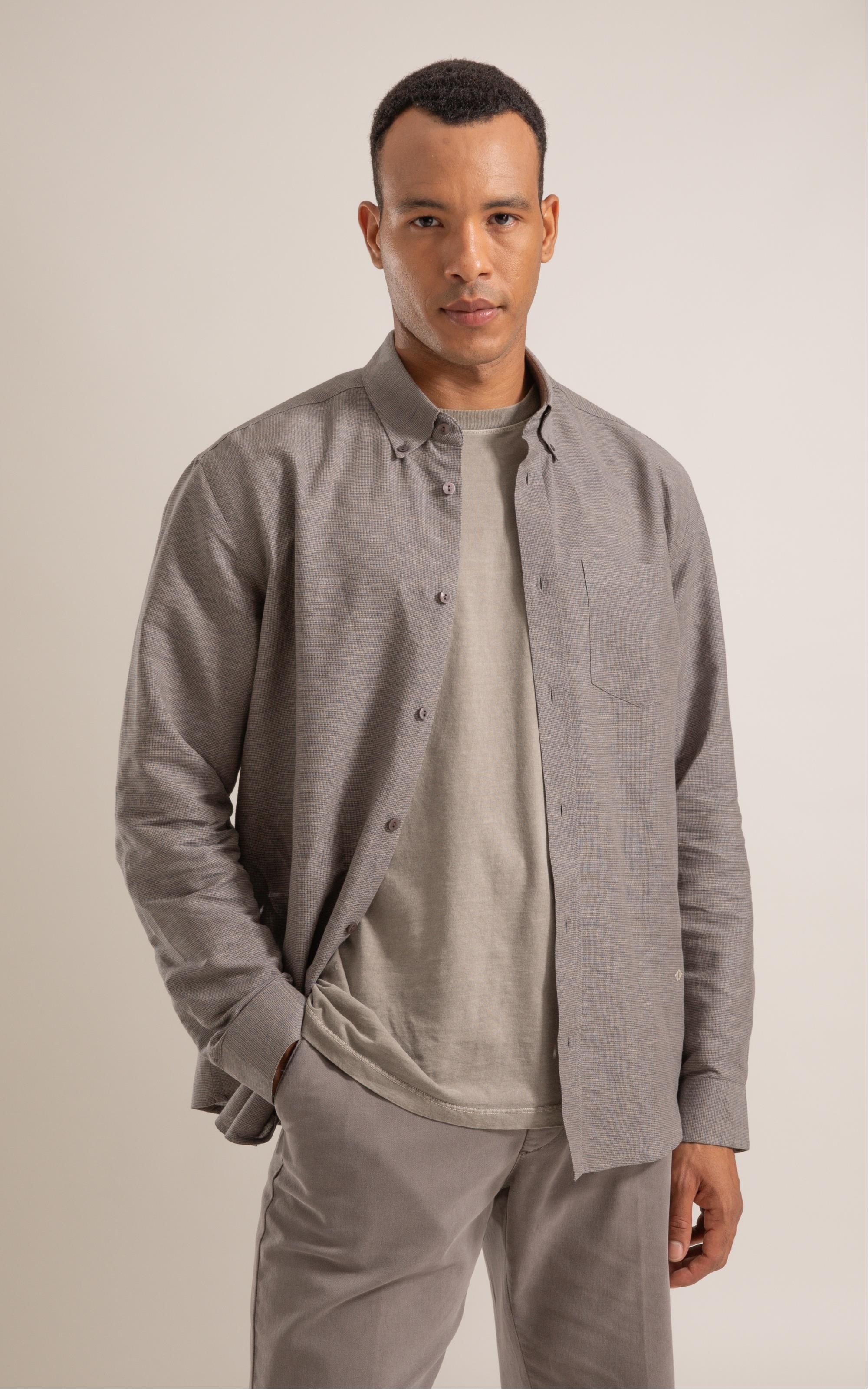 Camisa Linho Blend  Marco Ml Marrom