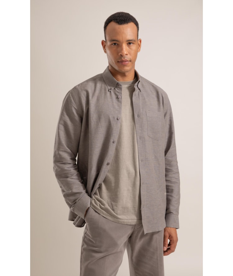 Camisa Linho Blend  Marco Ml Marrom