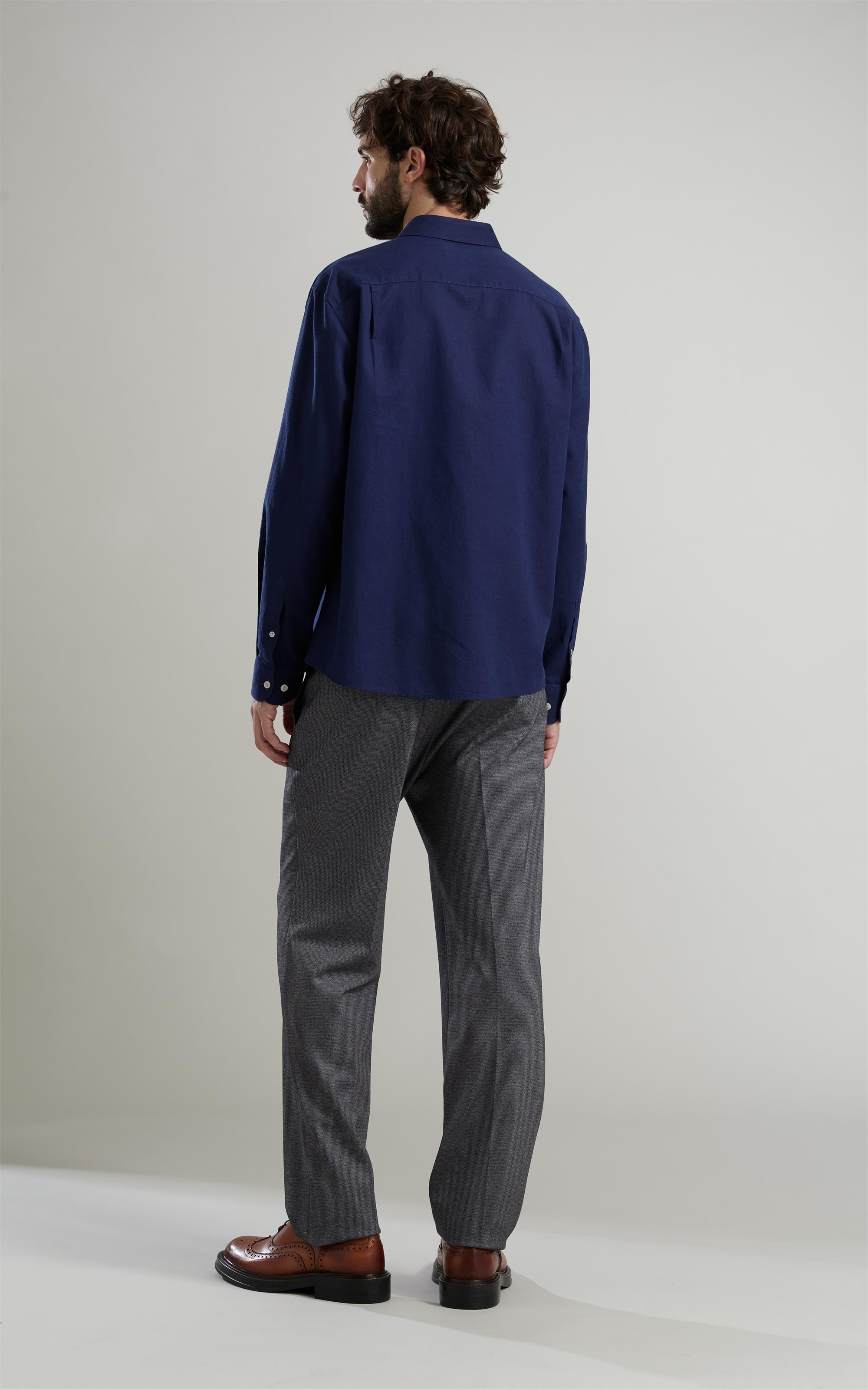 Camisa Linho Blend Purple Blue