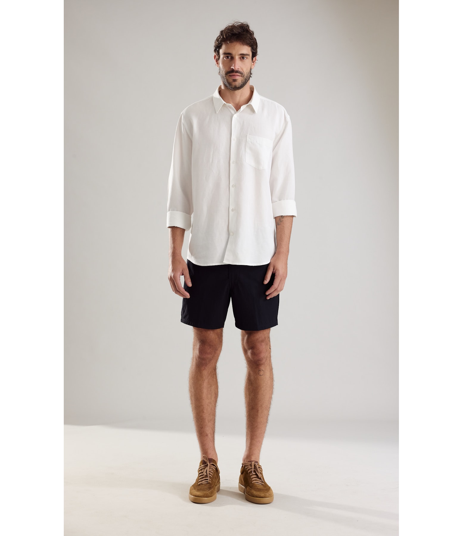Camisa Linho Blend Tencel Ml Branco