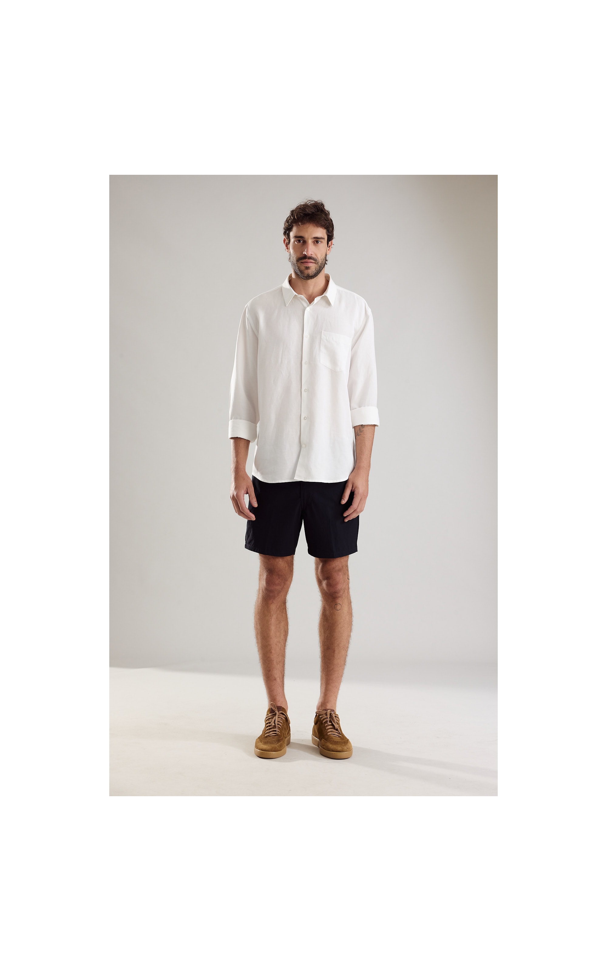 Camisa Linho Blend Tencel Ml Branco