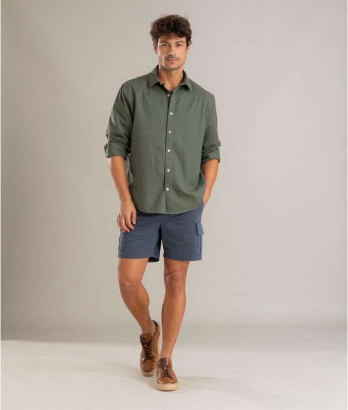 Camisa Linho Blend Verde Army