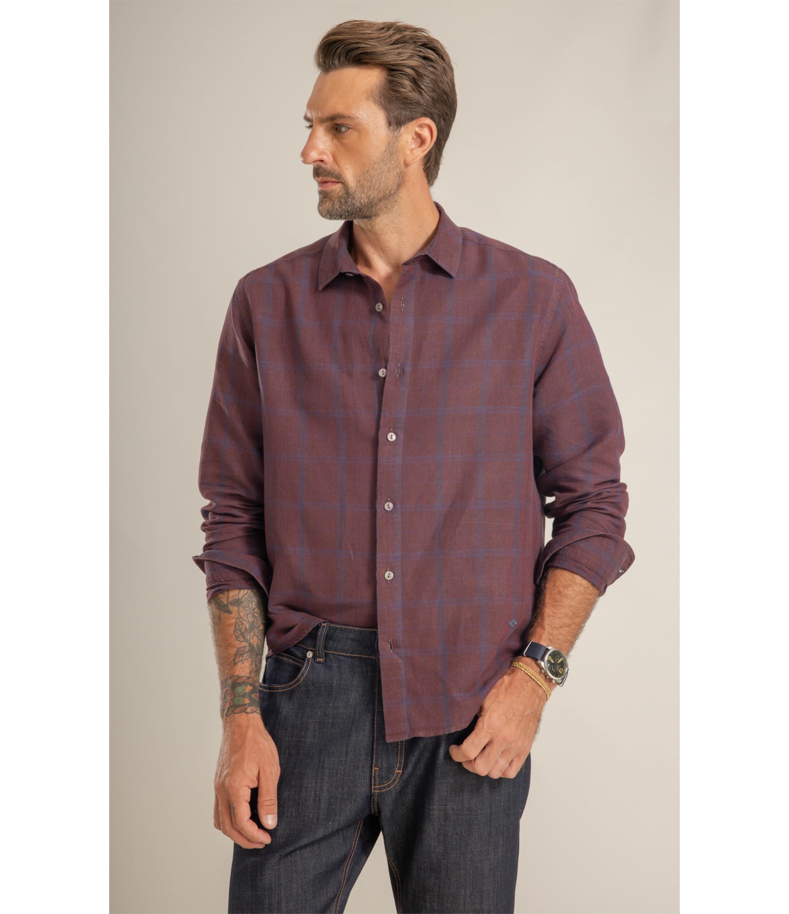 Camisa Linho Blend Xadrez Edson Cafe