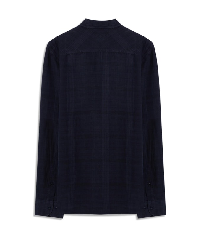 Camisa Linho Blend Xadrez  Everaldo Ml Dark Navy