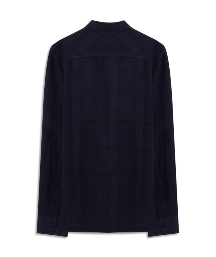 Camisa Linho Blend Xadrez  Everaldo Ml Dark Navy