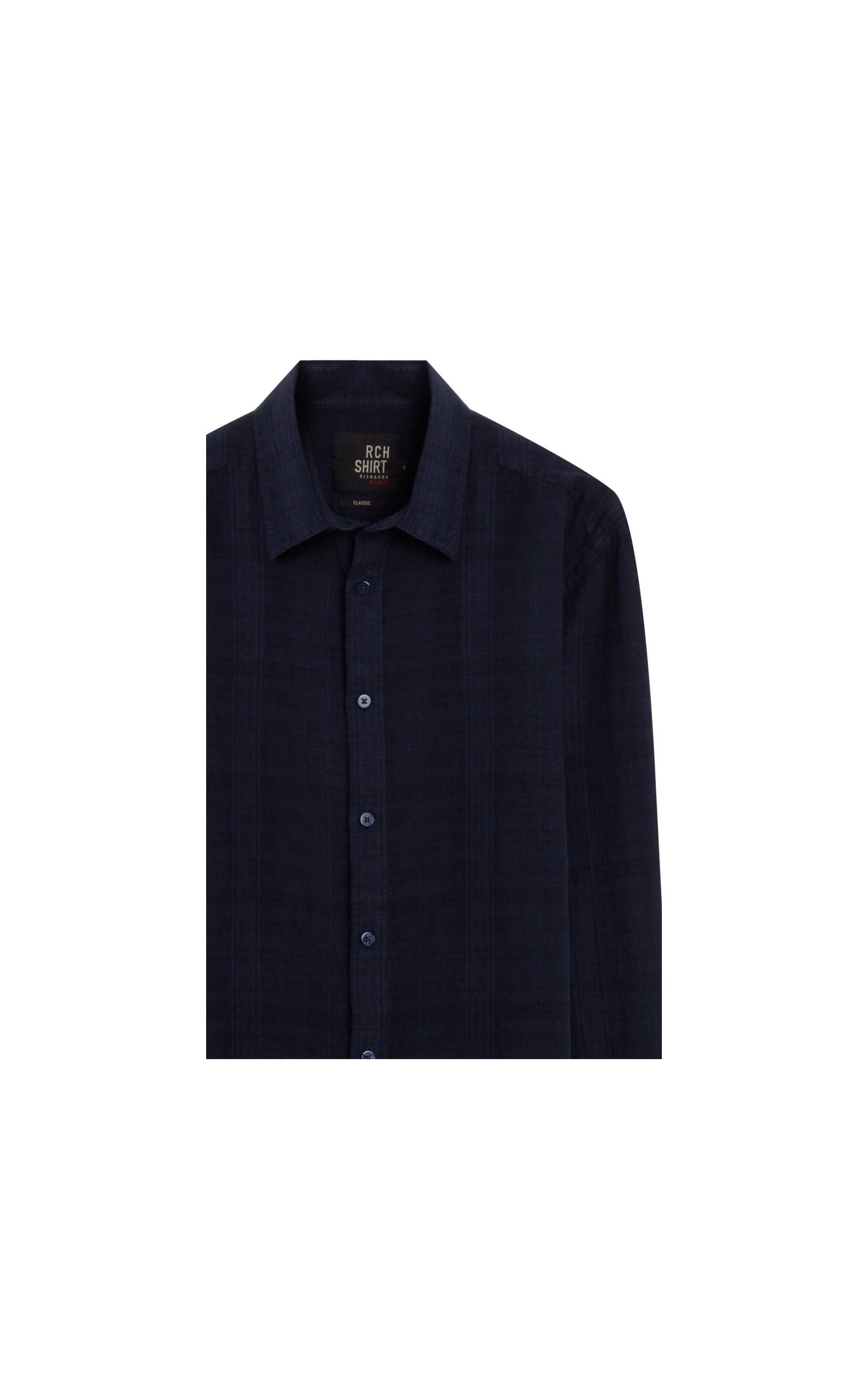 Camisa Linho Blend Xadrez  Everaldo Ml Dark Navy