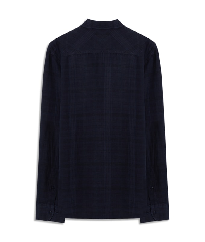 Camisa Linho Blend Xadrez  Everaldo Ml Dark Navy
