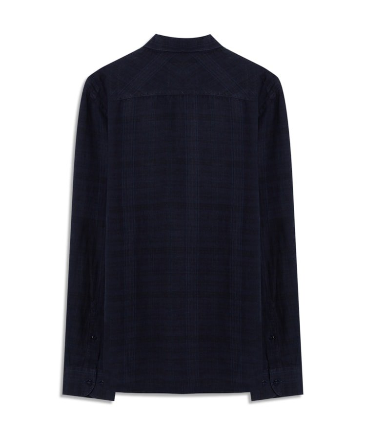 Camisa Linho Blend Xadrez  Everaldo Ml Dark Navy
