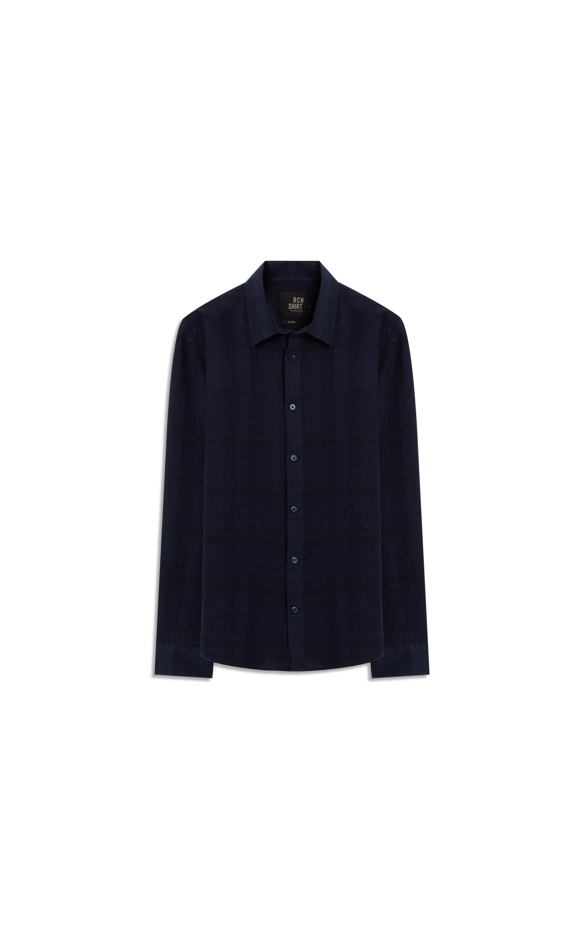 Camisa Linho Blend Xadrez  Everaldo Ml Dark Navy