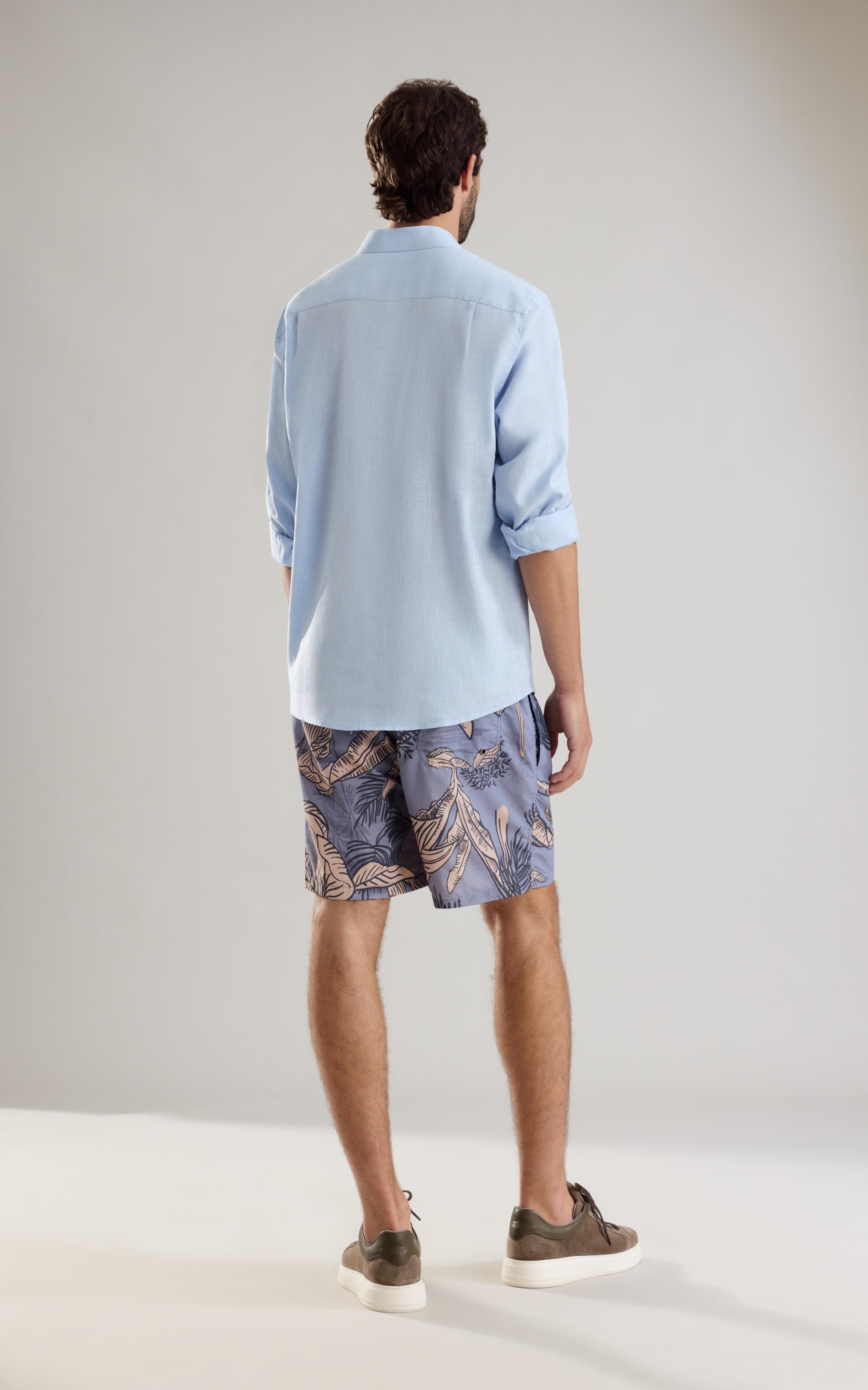 Camisa Linho  Cambraia  James Ml Azul Claro