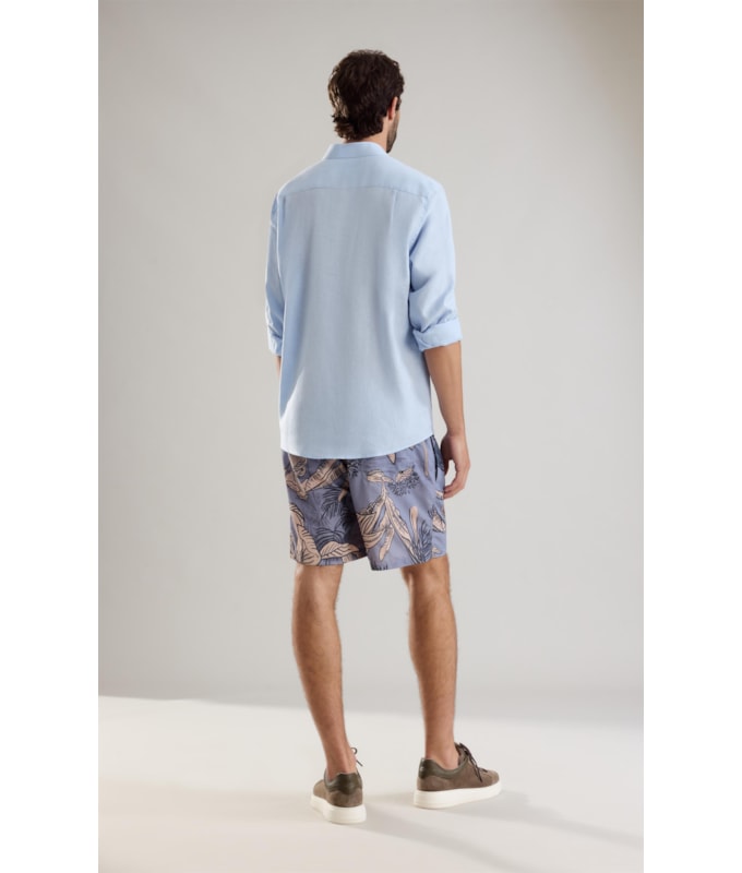 Camisa Linho  Cambraia  James Ml Azul Claro