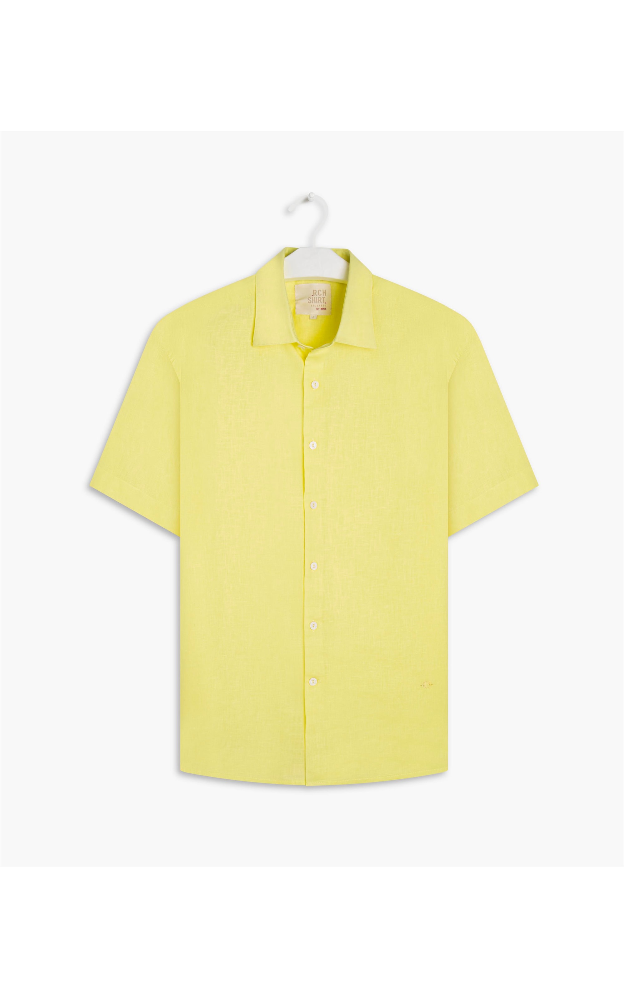 Camisa Linho  Cambraia Uni Mc  Amarelo Claro