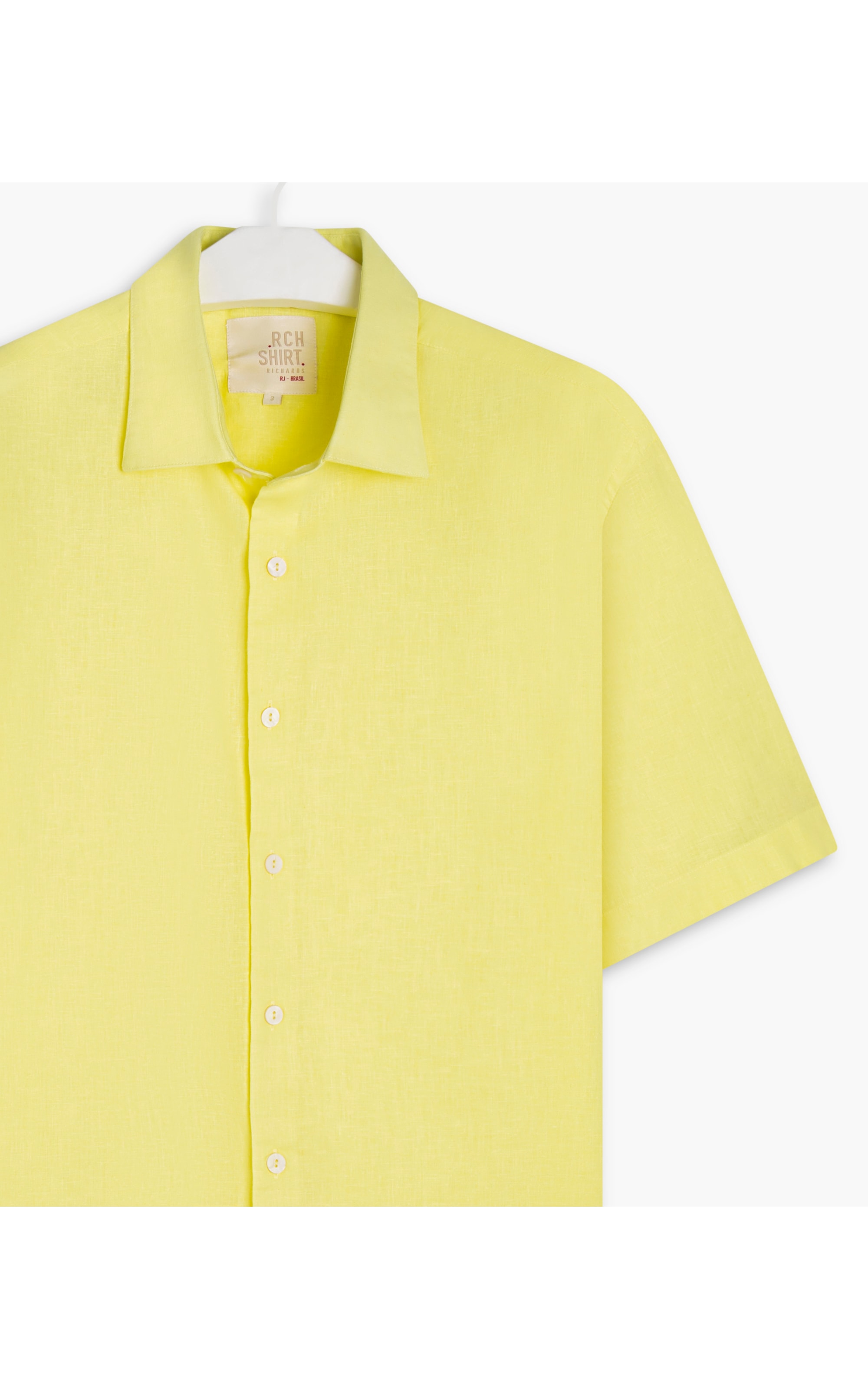 Camisa Linho  Cambraia Uni Mc  Amarelo Claro