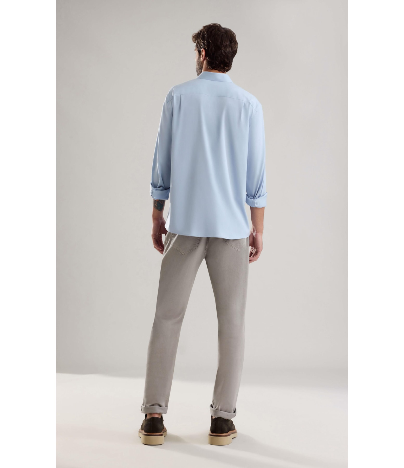 Camisa Linho Cetim Modal Azul Claro