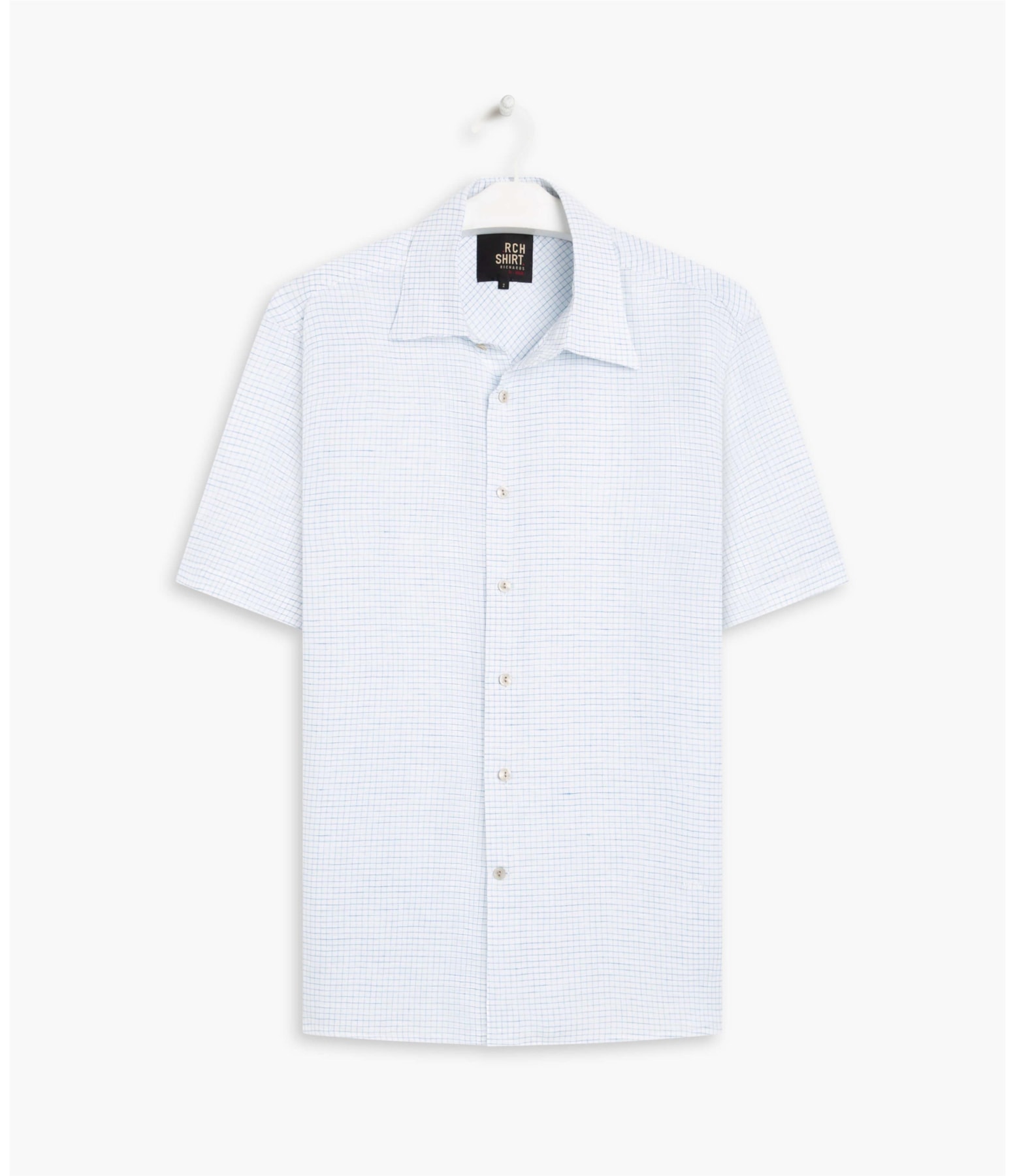 Camisa Linho  Chess Blue Azul Claro