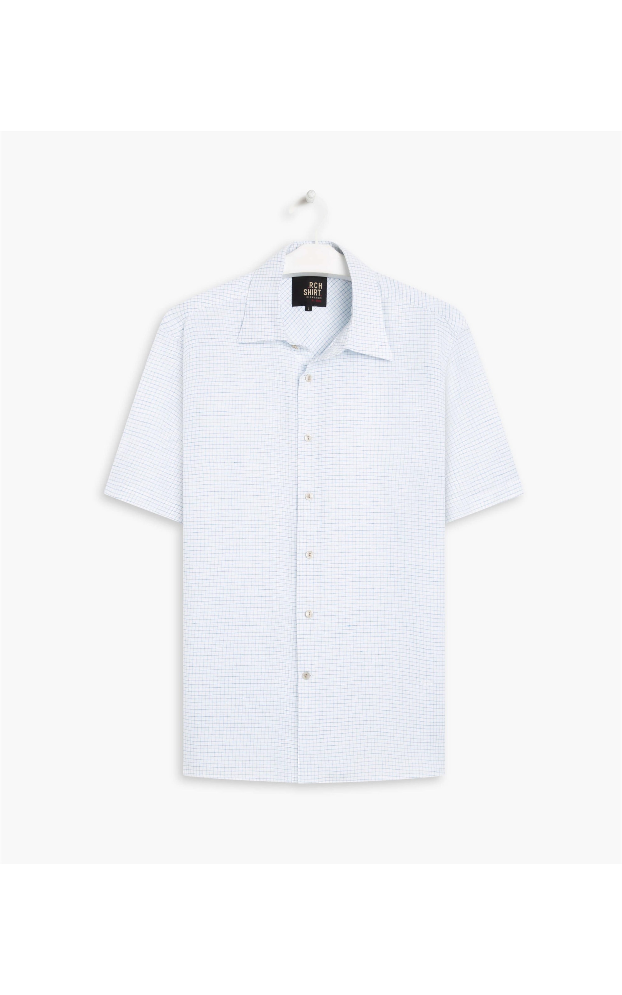 Camisa Linho  Chess Blue Azul Claro