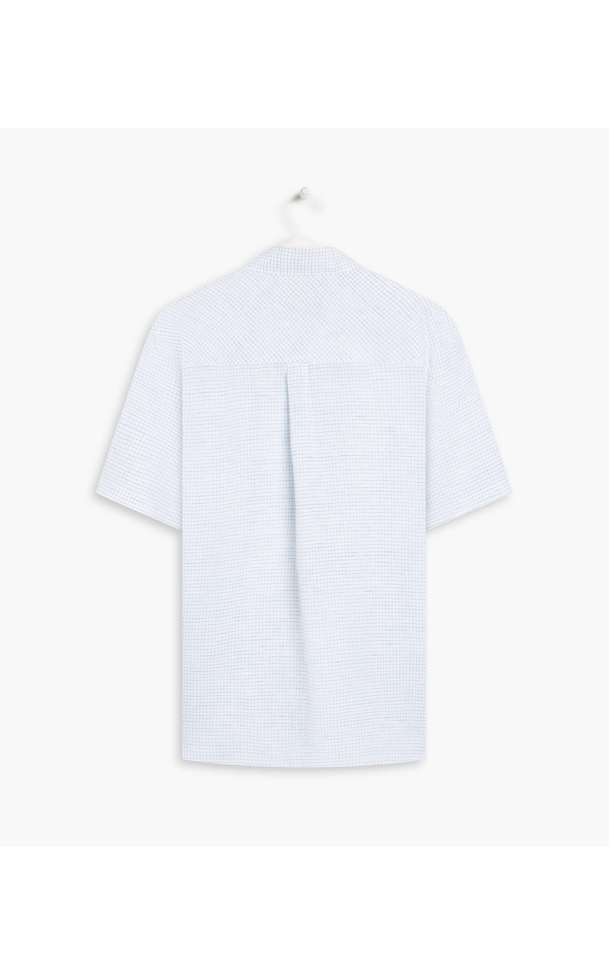Camisa Linho  Chess Blue Azul Claro