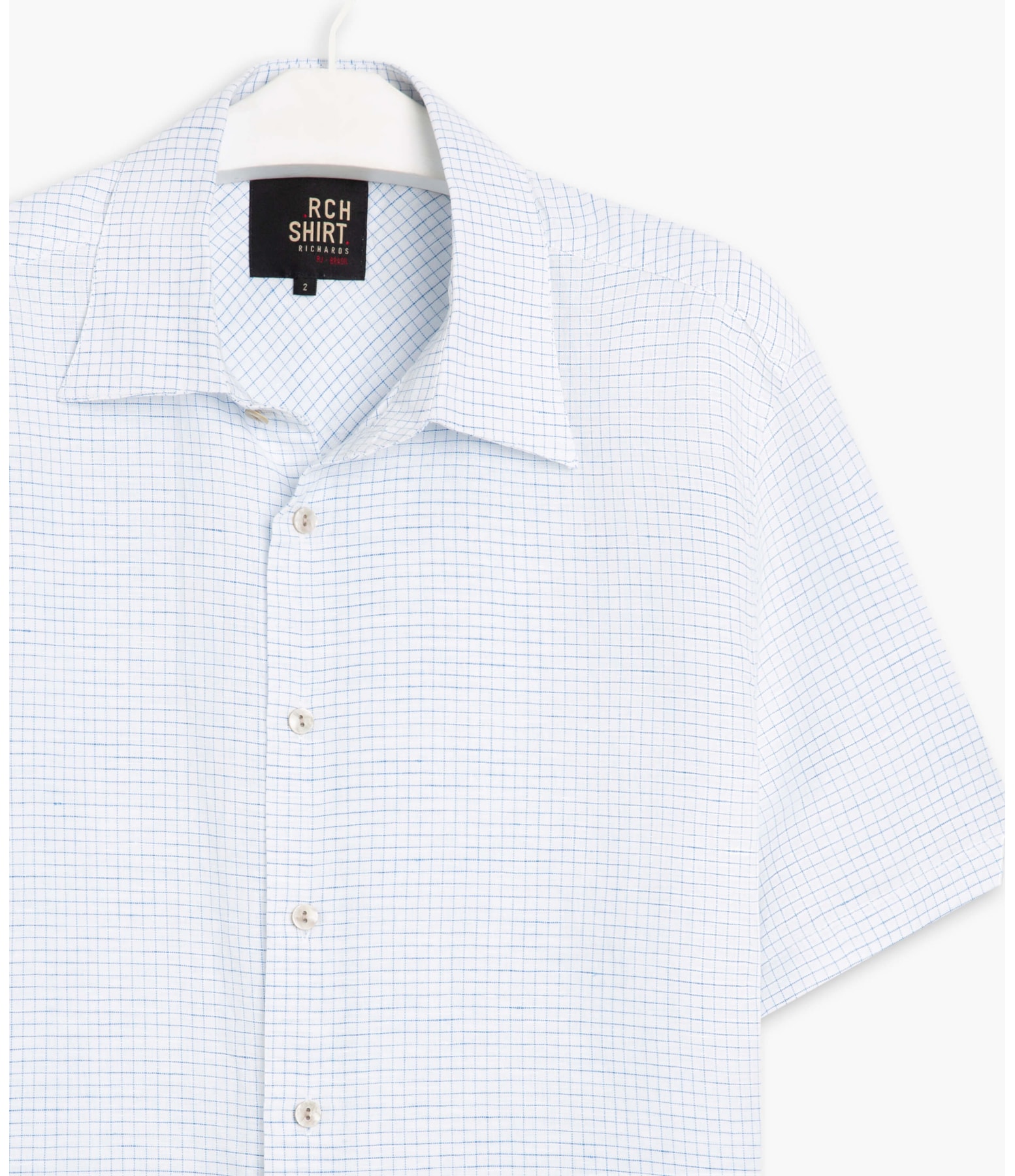 Camisa Linho  Chess Blue Azul Claro