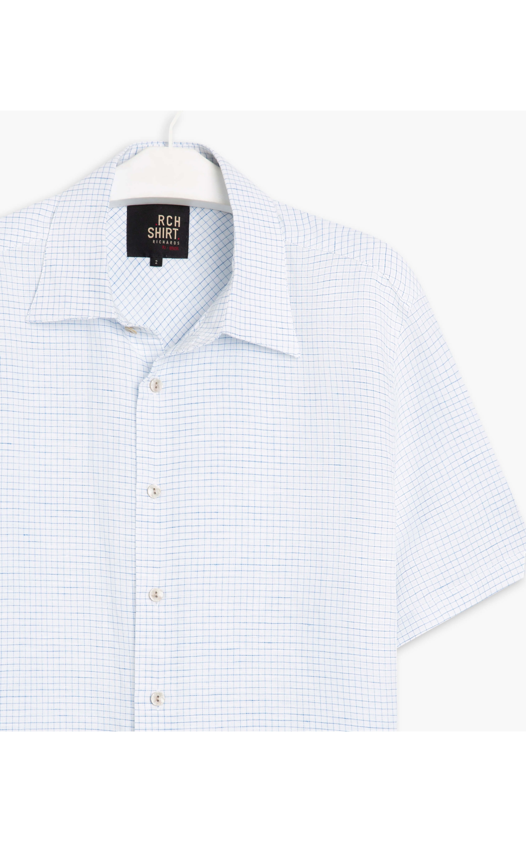 Camisa Linho  Chess Blue Azul Claro