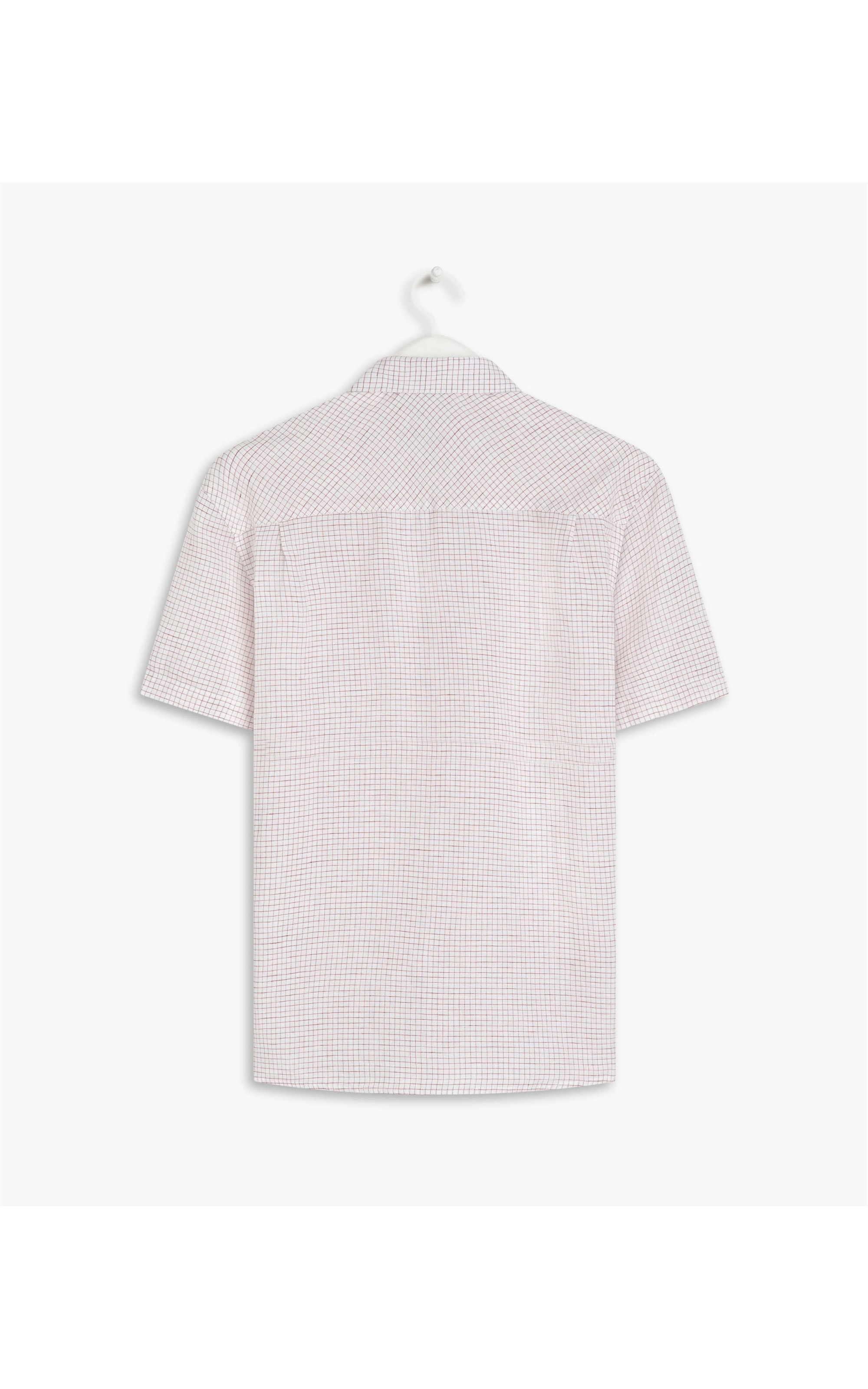 Camisa Linho  Chess Blue Vermelho