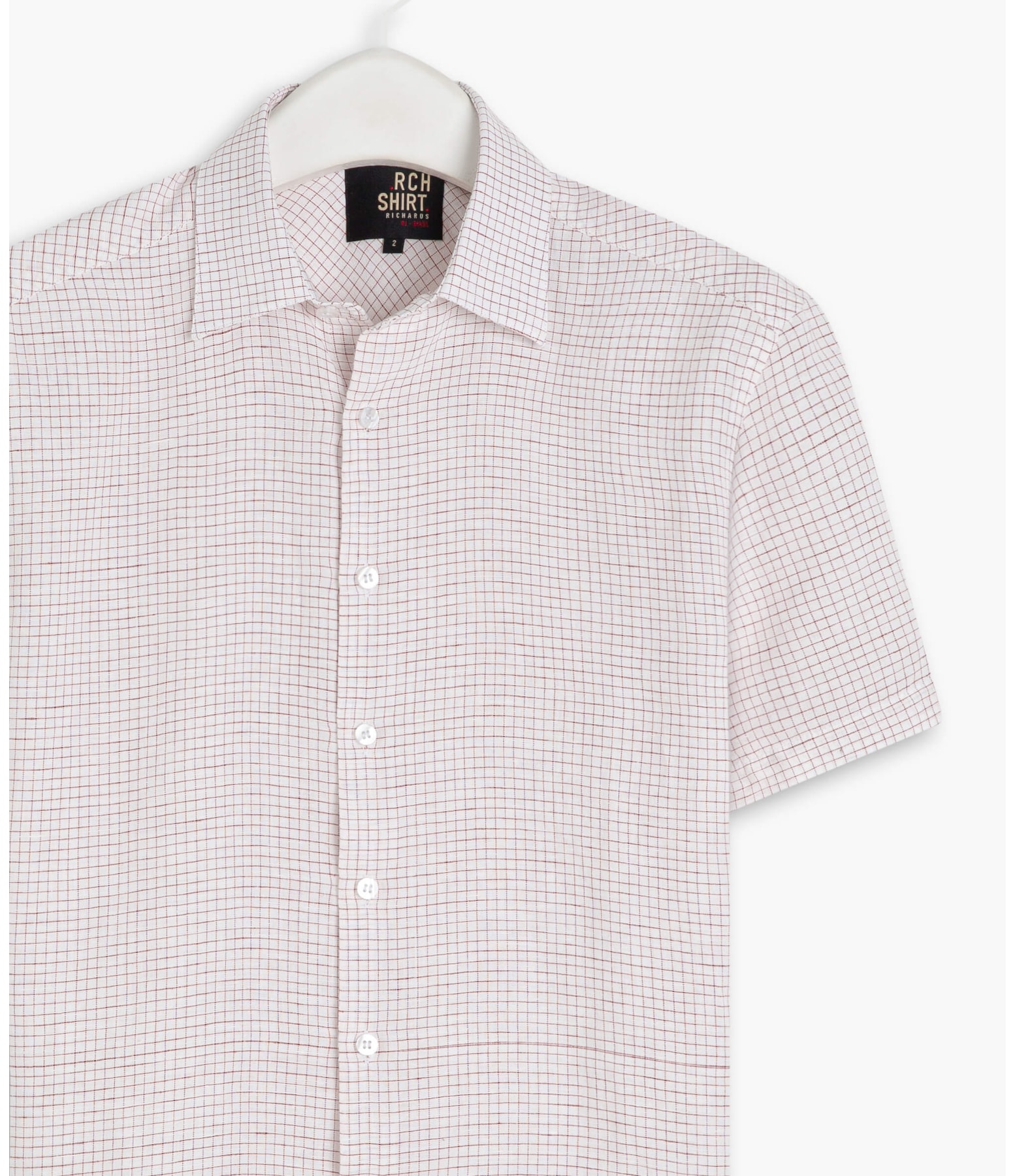 Camisa Linho  Chess Blue Vermelho