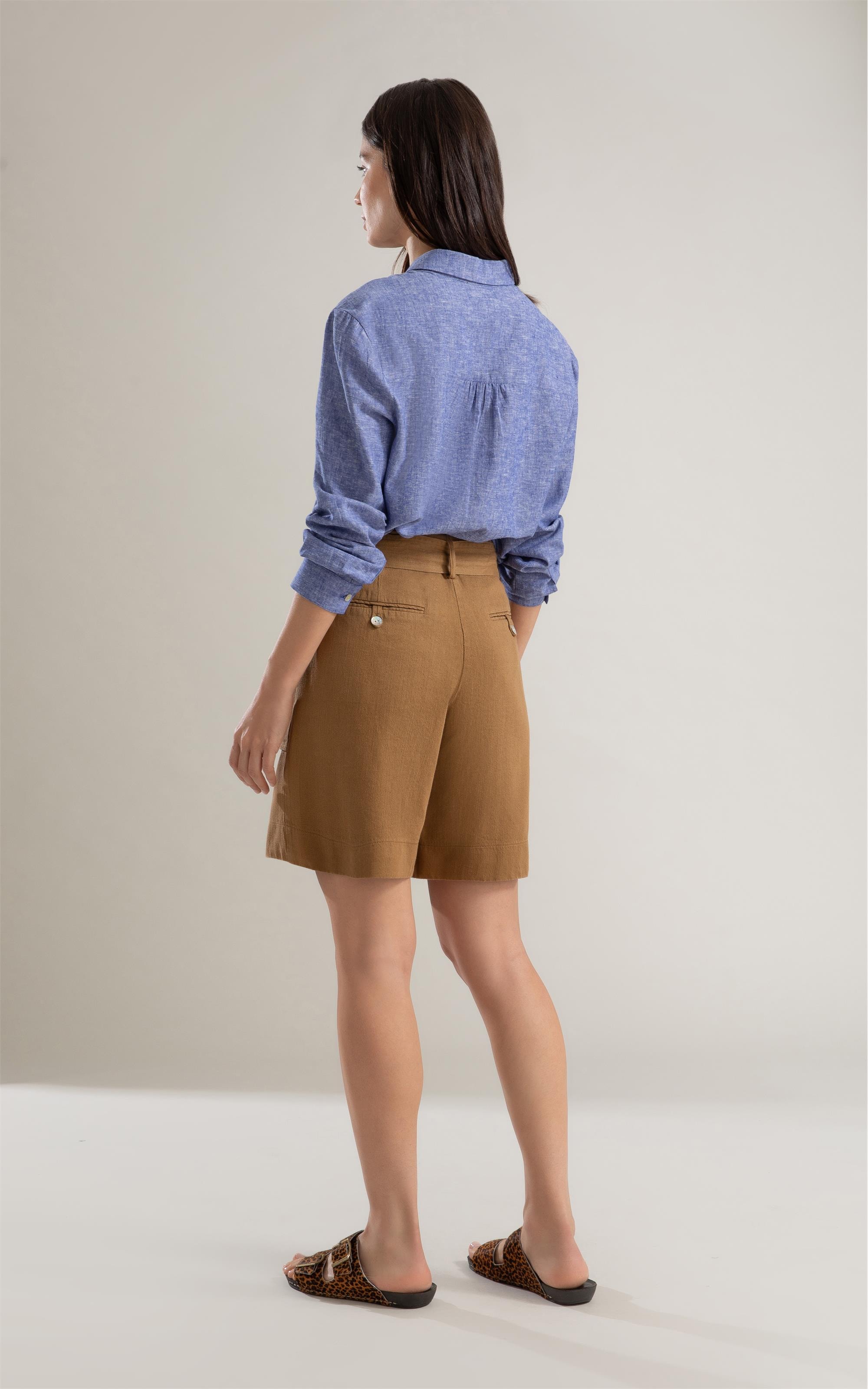 Camisa Linho  Classic  Azul Bic