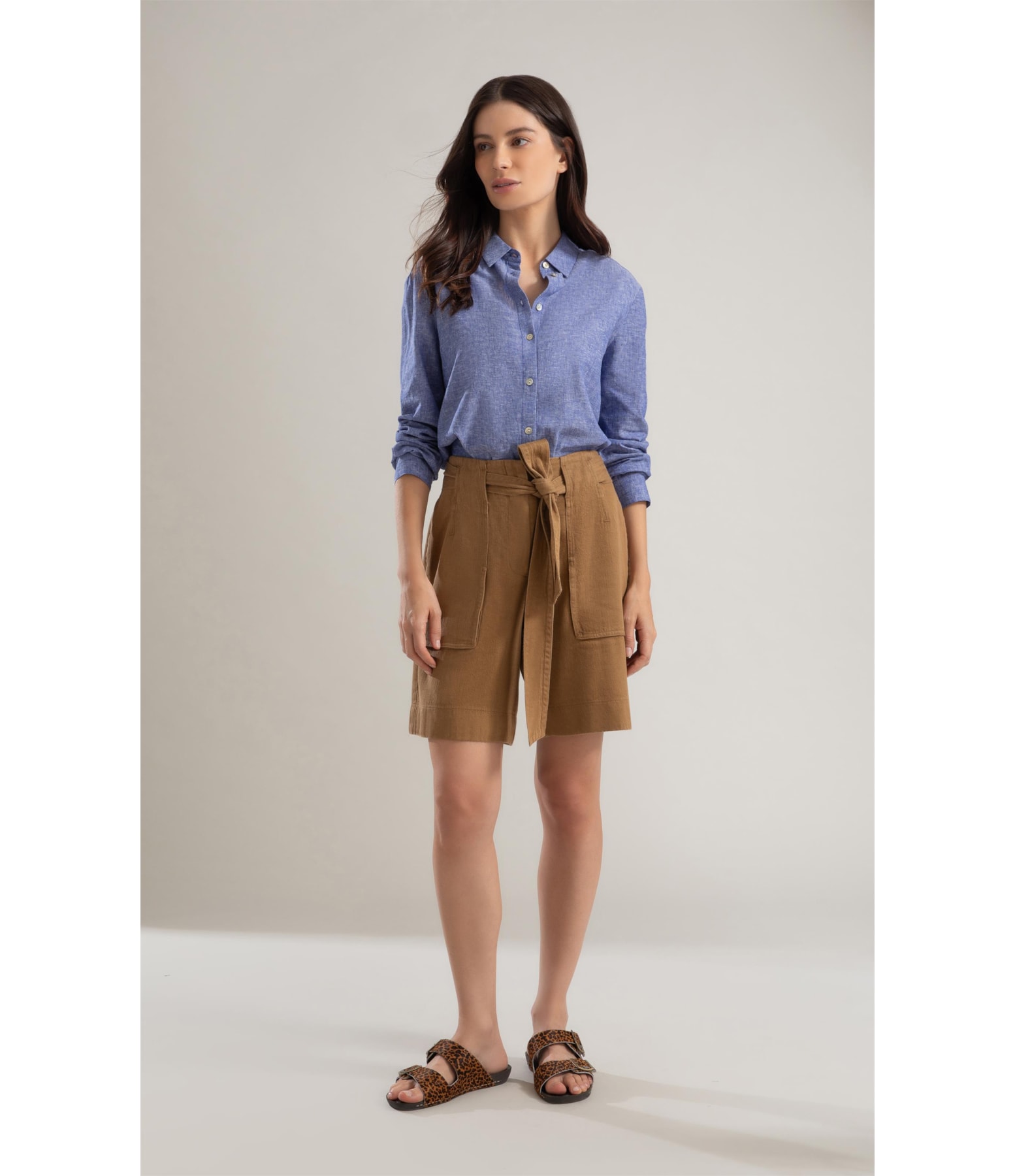 Camisa Linho  Classic  Azul Bic