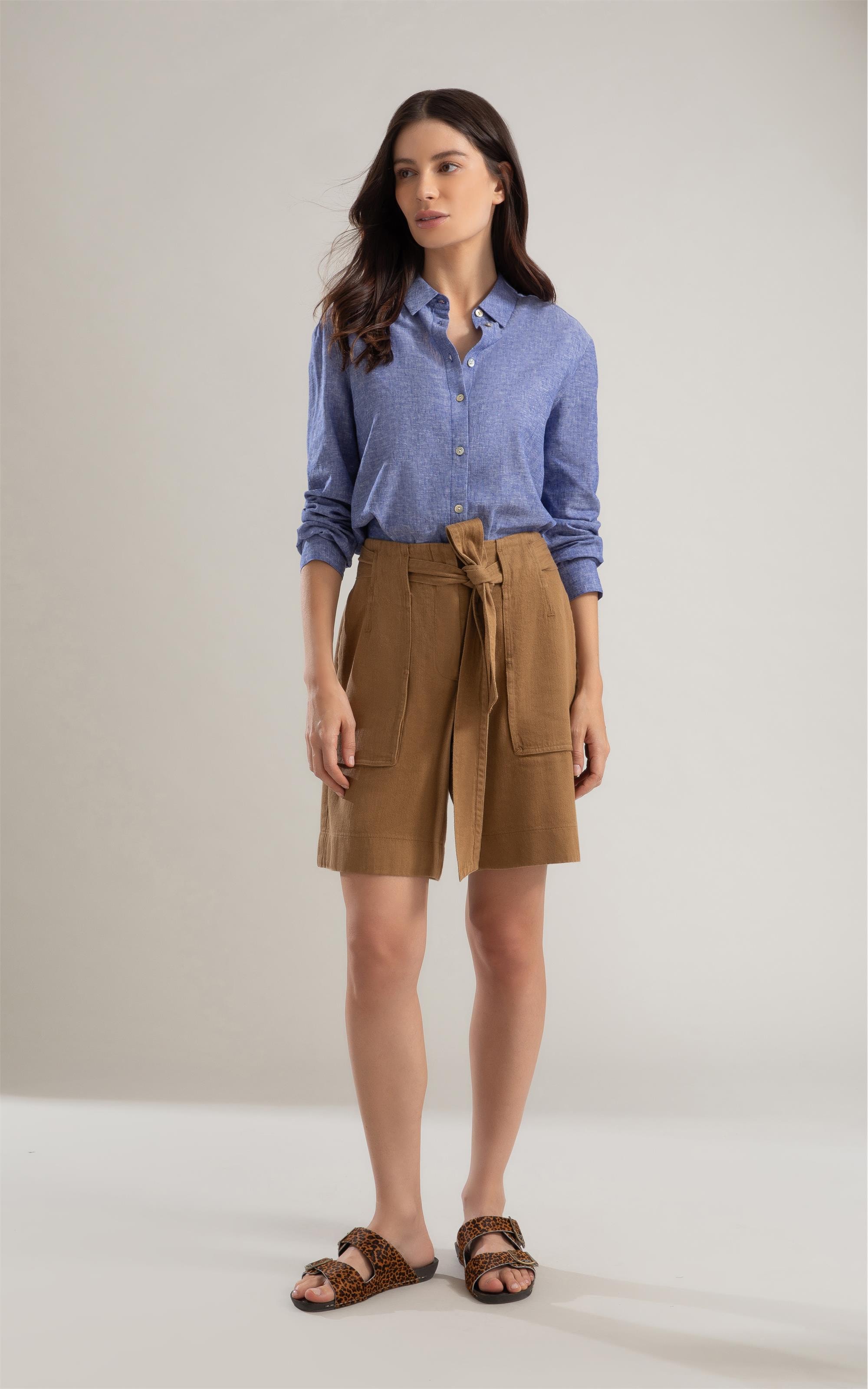 Camisa Linho  Classic  Azul Bic