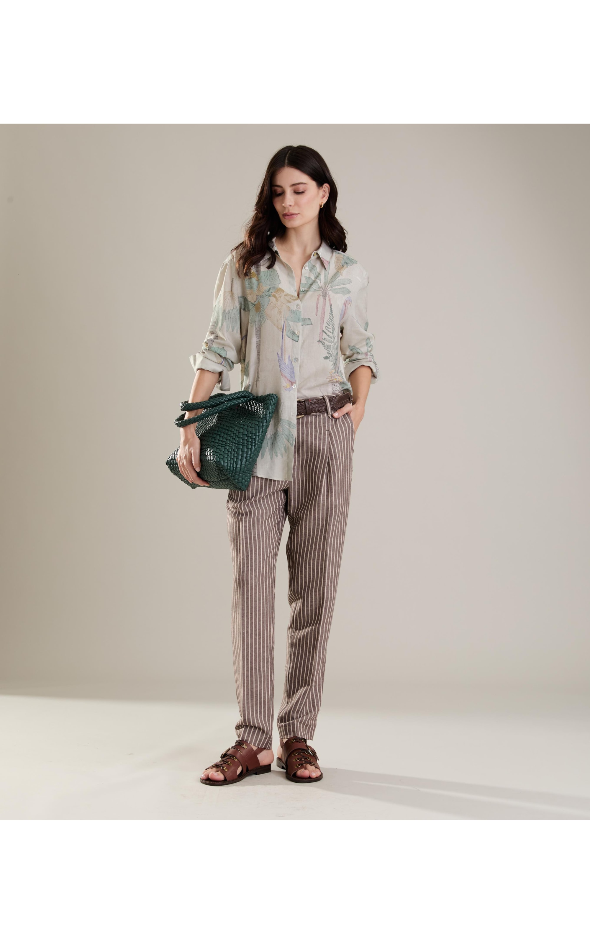 Camisa Linho  Classic Slouch Paradise  Ble  Floresta