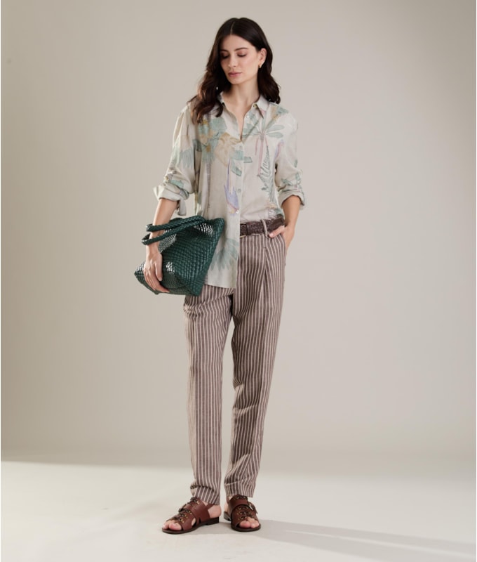 Camisa Linho  Classic Slouch Paradise  Ble  Floresta