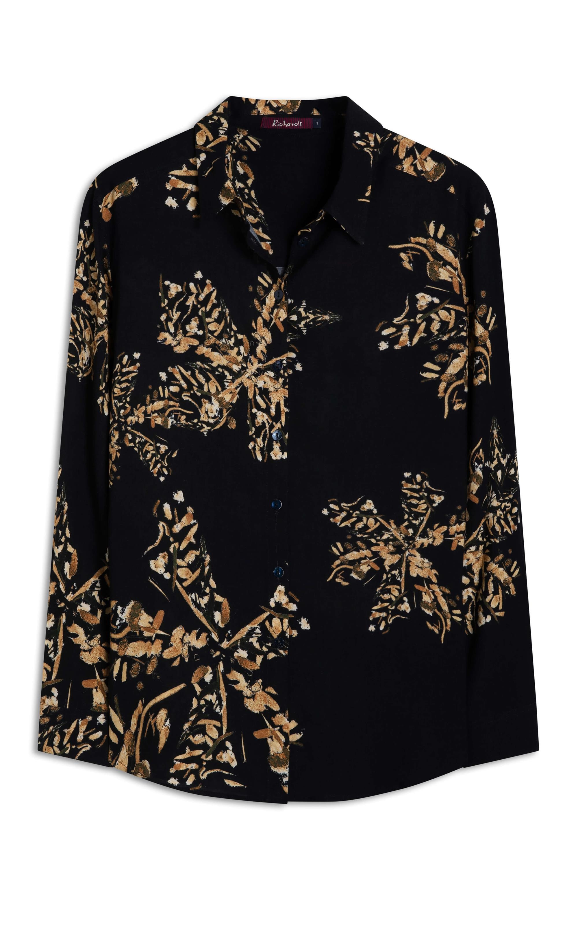 Camisa Linho  Classic Slouchy Splatter  Bl Preto