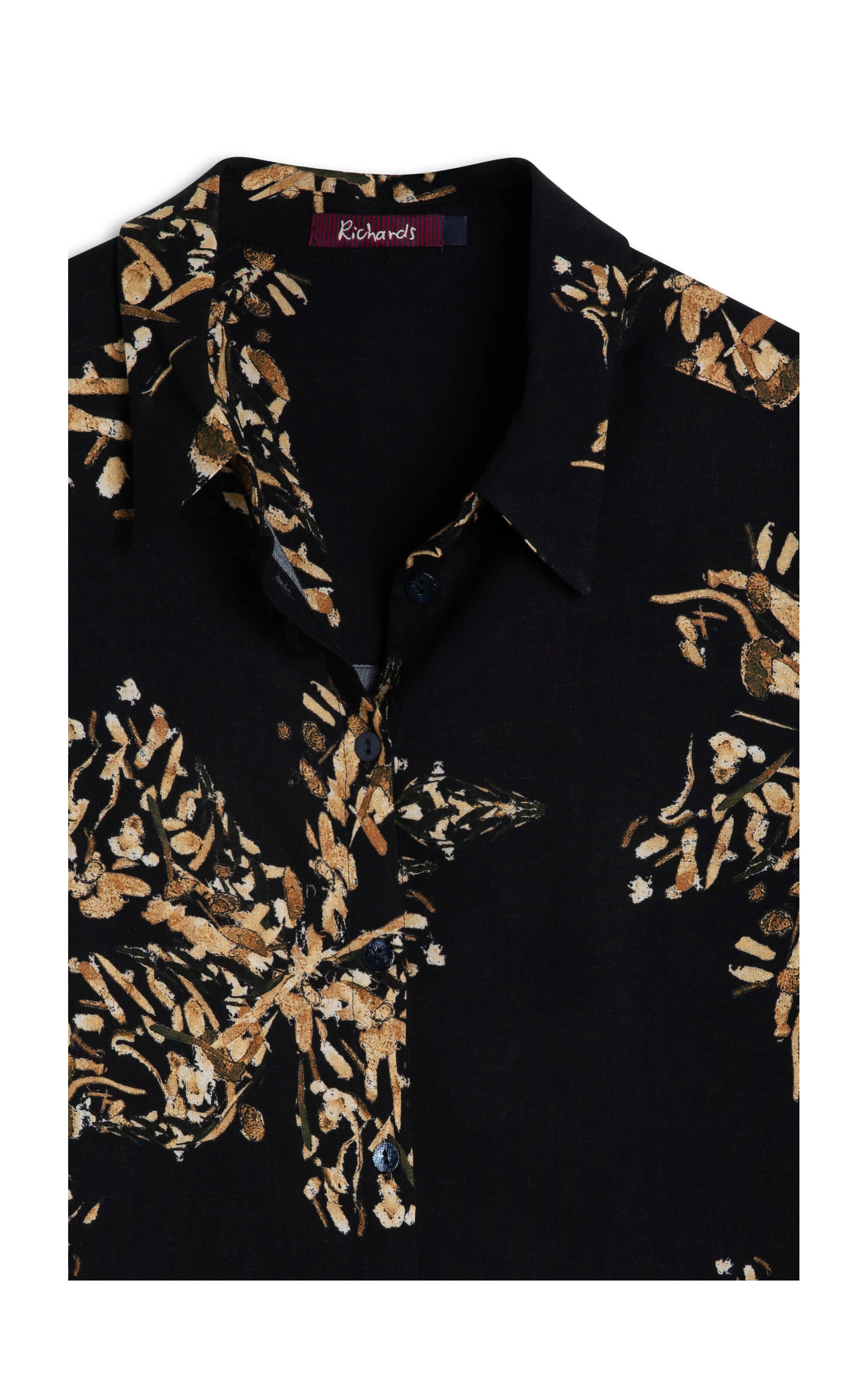 Camisa Linho  Classic Slouchy Splatter  Bl Preto
