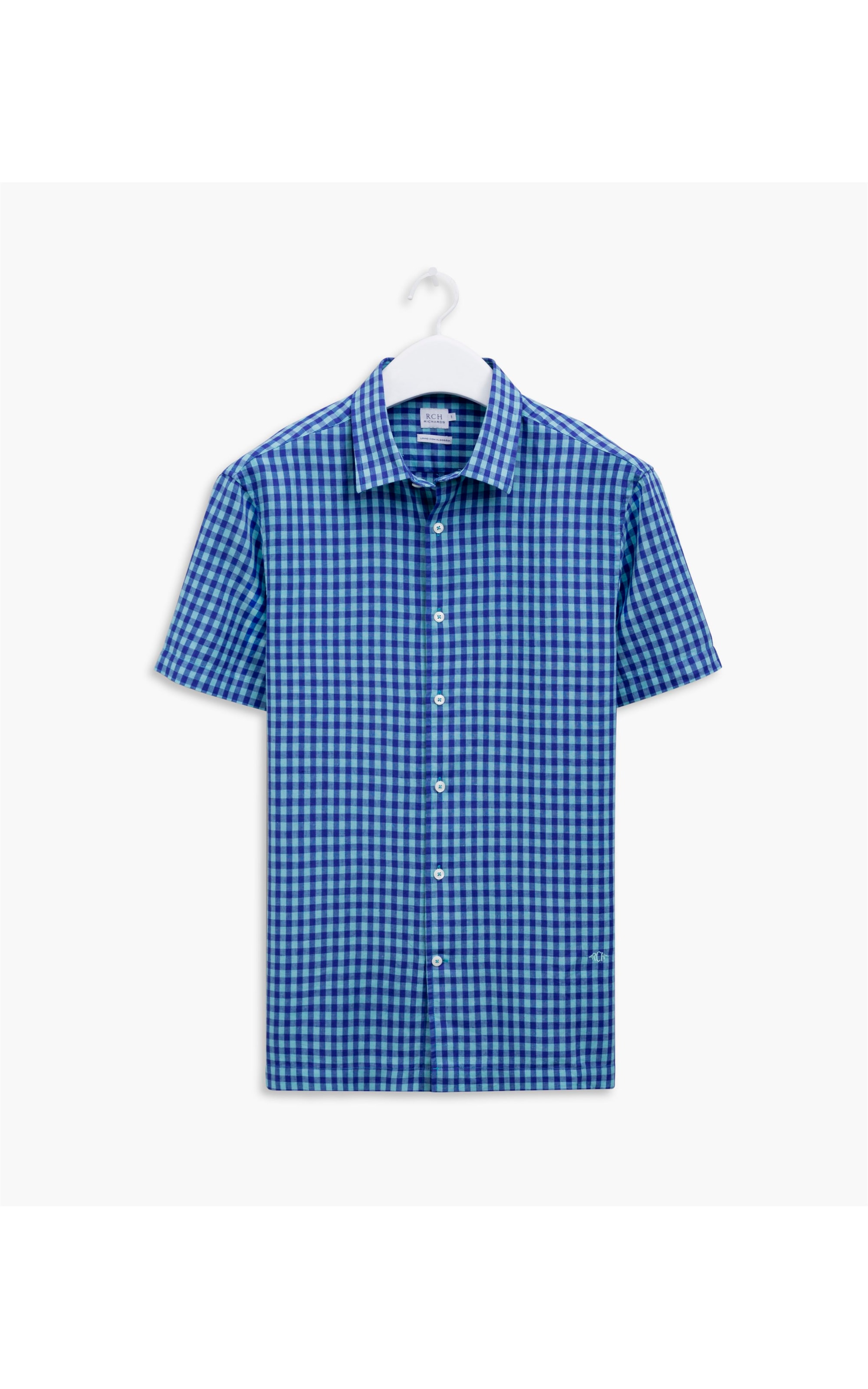 Camisa Linho Com Algodao Xadrez Mc Verde