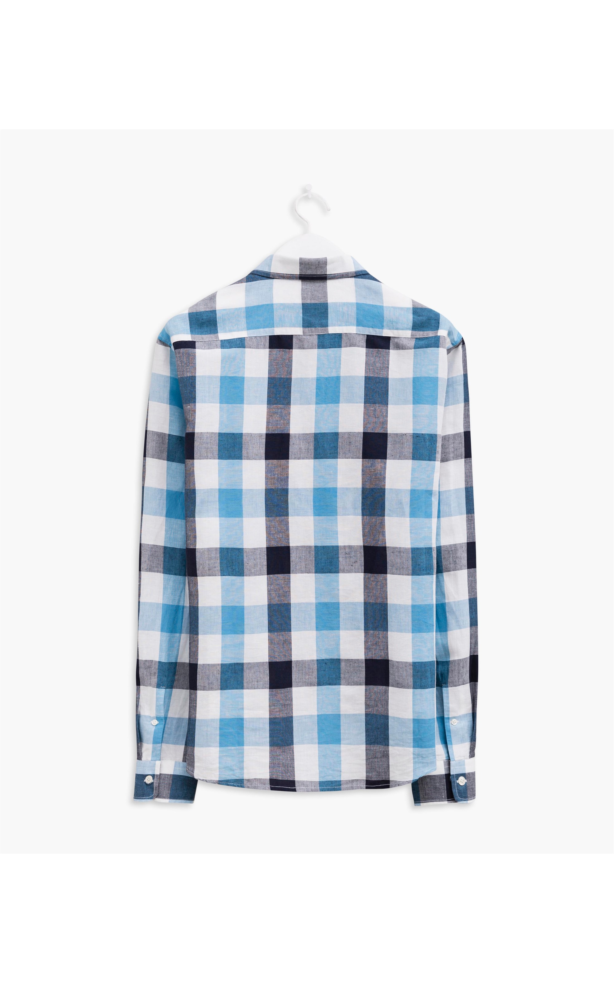 Camisa Linho Com Algodao Xadrez Ml Azul Marinho