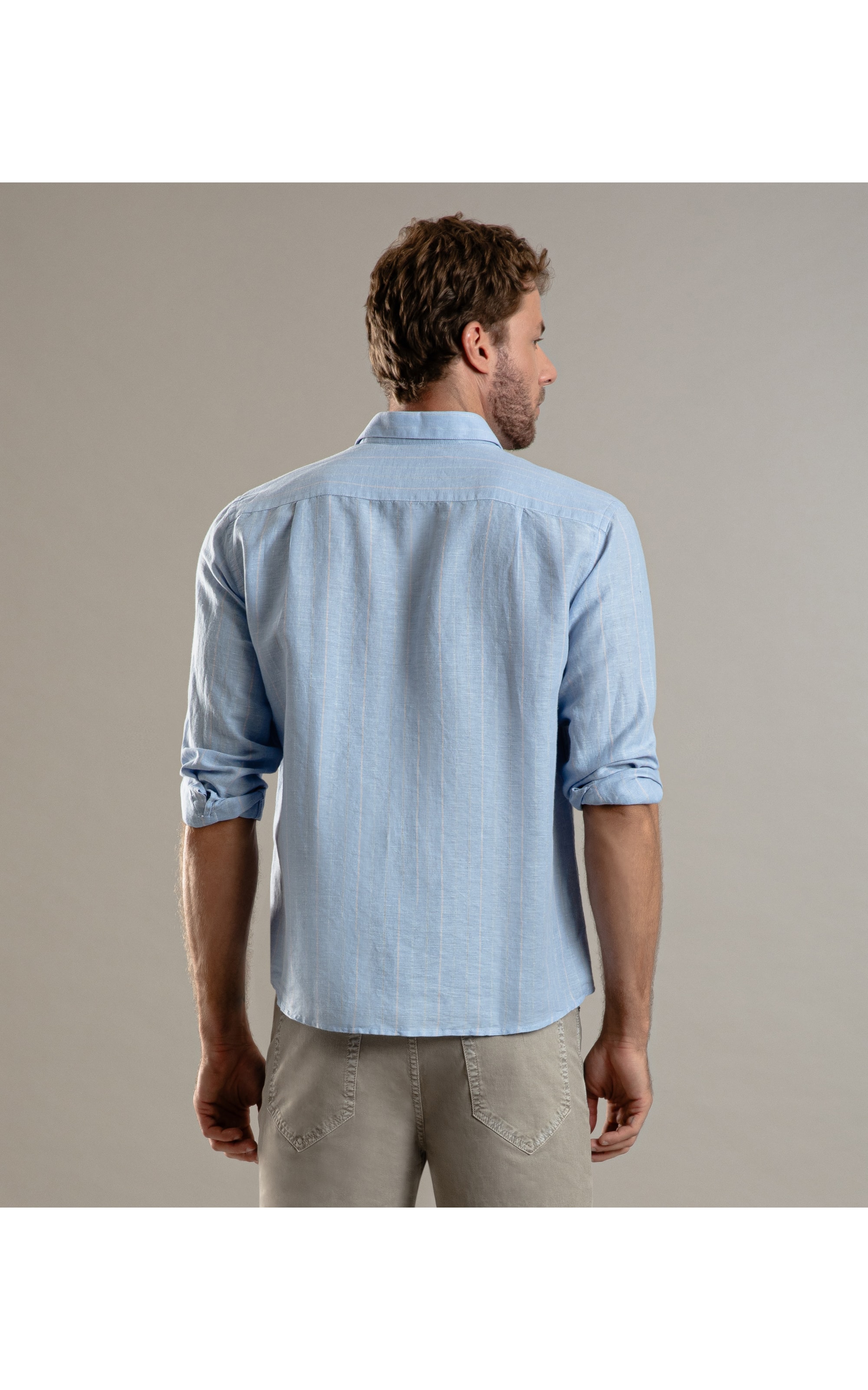 Camisa Linho  Cristiano Azul Claro