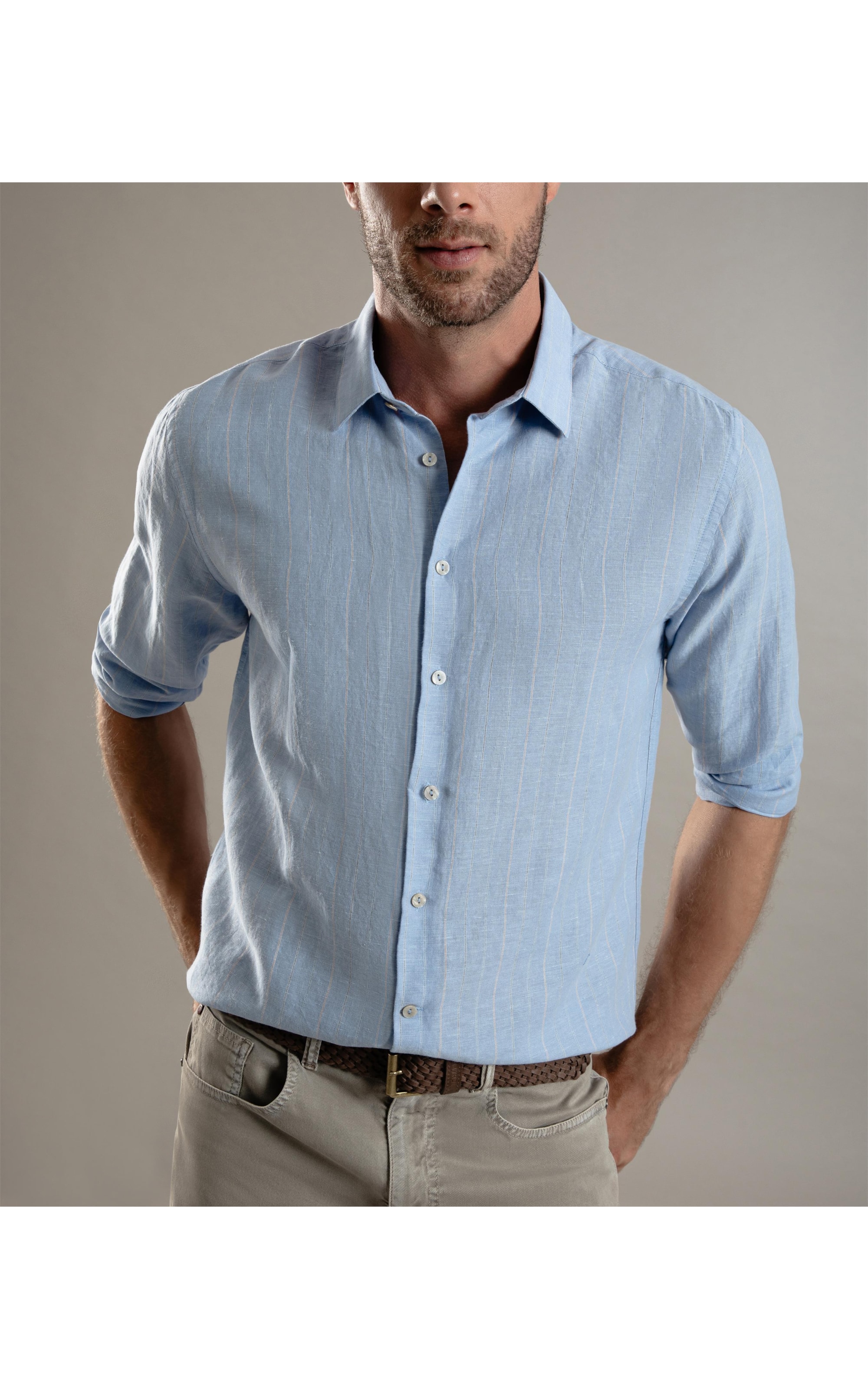 Camisa Linho  Cristiano Azul Claro