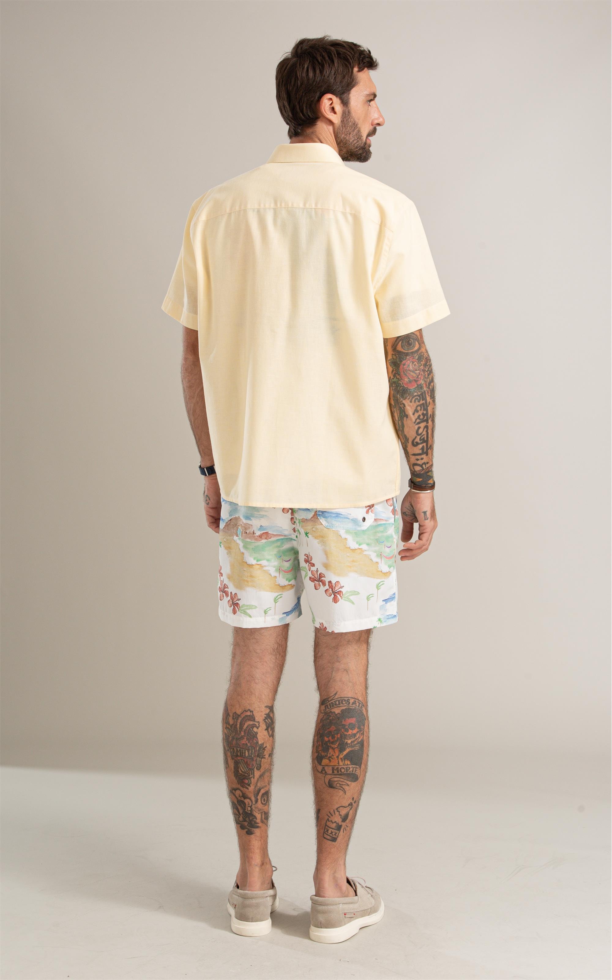 Camisa Linho  Cross Day Mc Amarelo