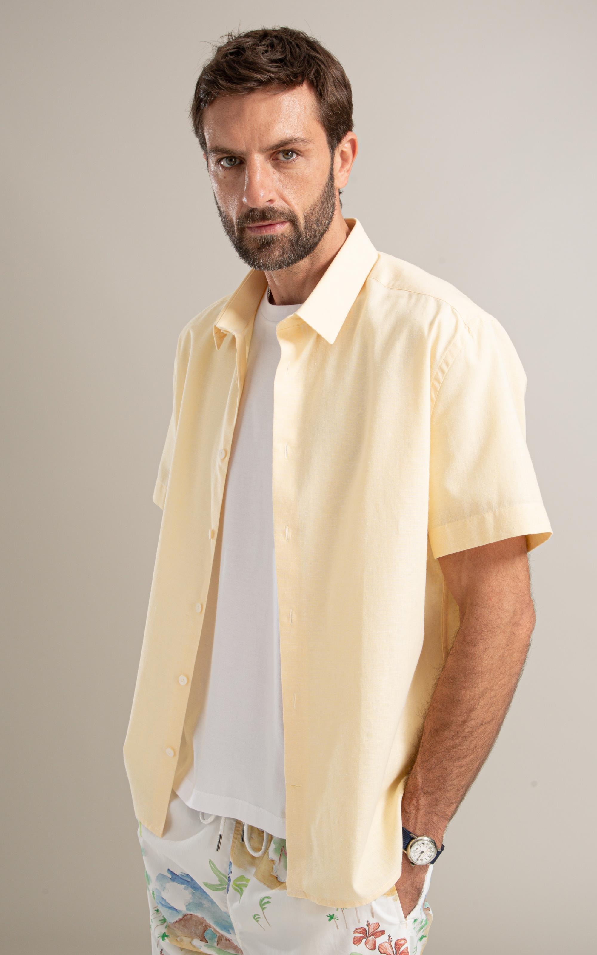 Camisa Linho  Cross Day Mc Amarelo
