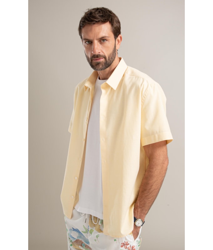 Camisa Linho  Cross Day Mc Amarelo