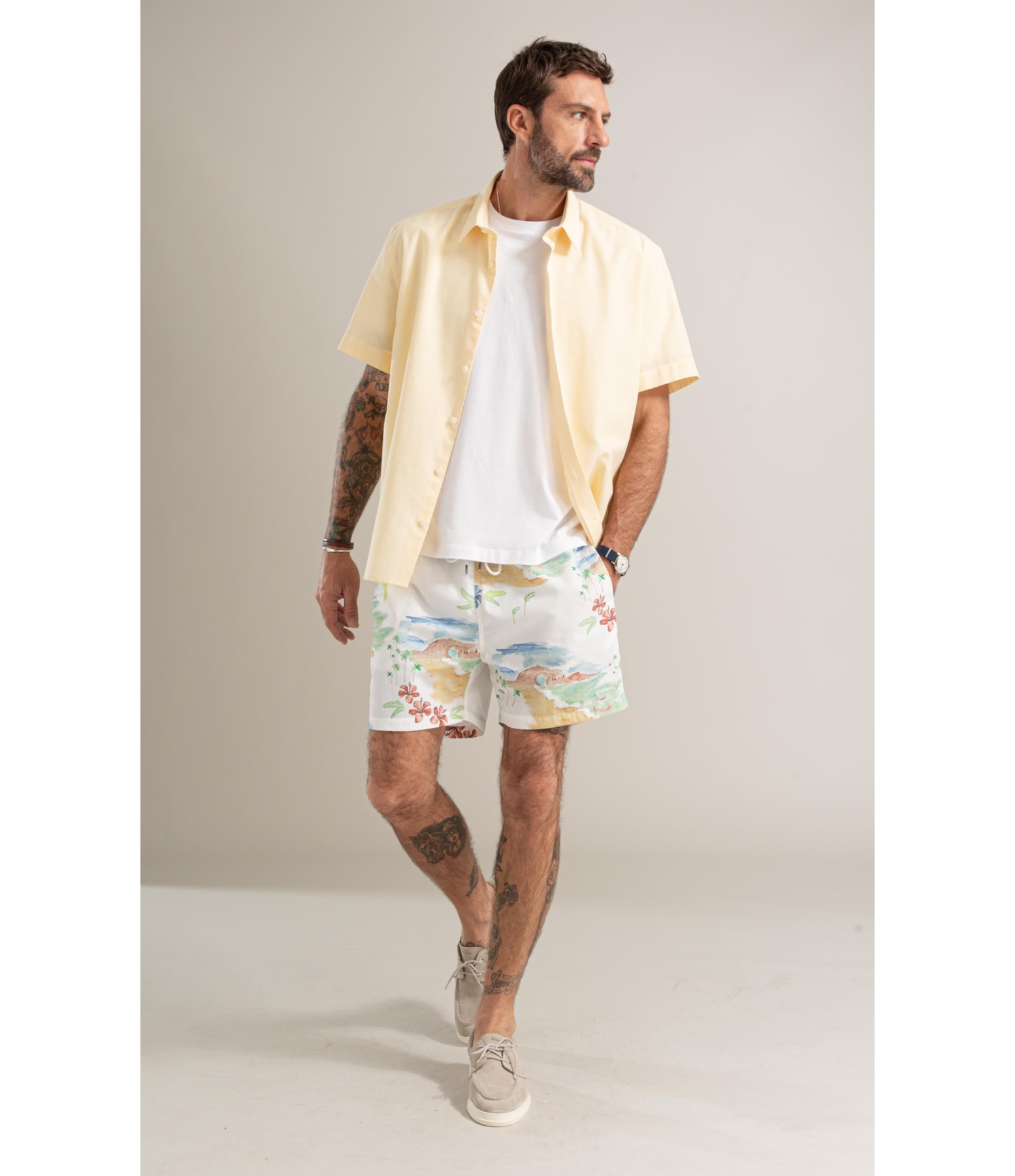 Camisa Linho  Cross Day Mc Amarelo