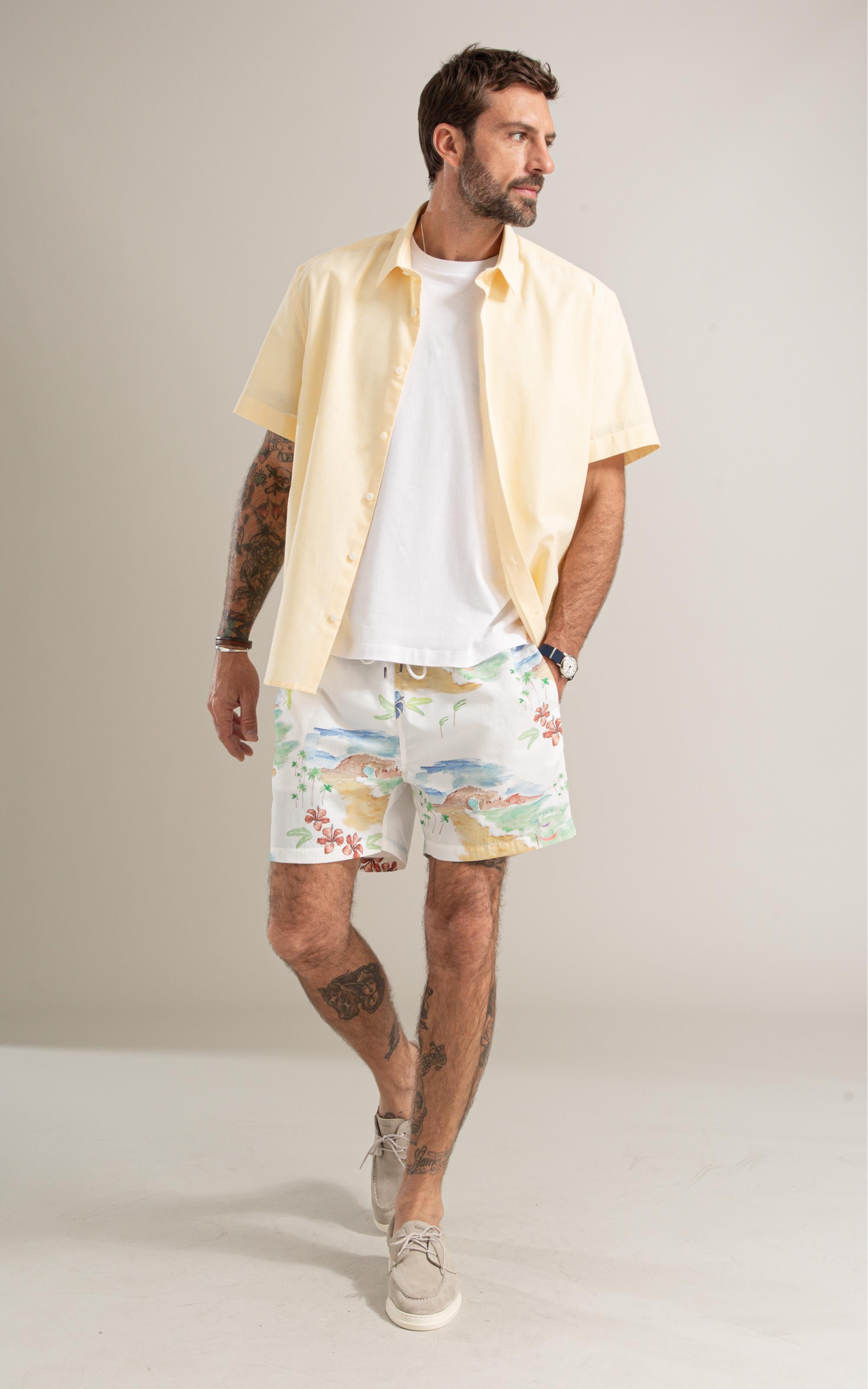 Camisa Linho  Cross Day Mc Amarelo
