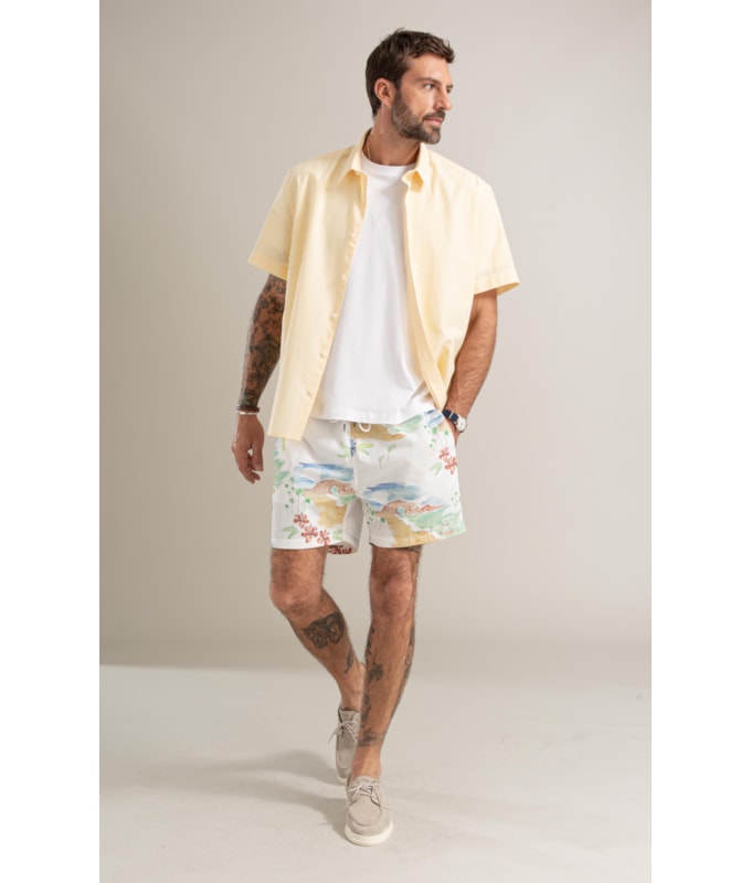 Camisa Linho  Cross Day Mc Amarelo